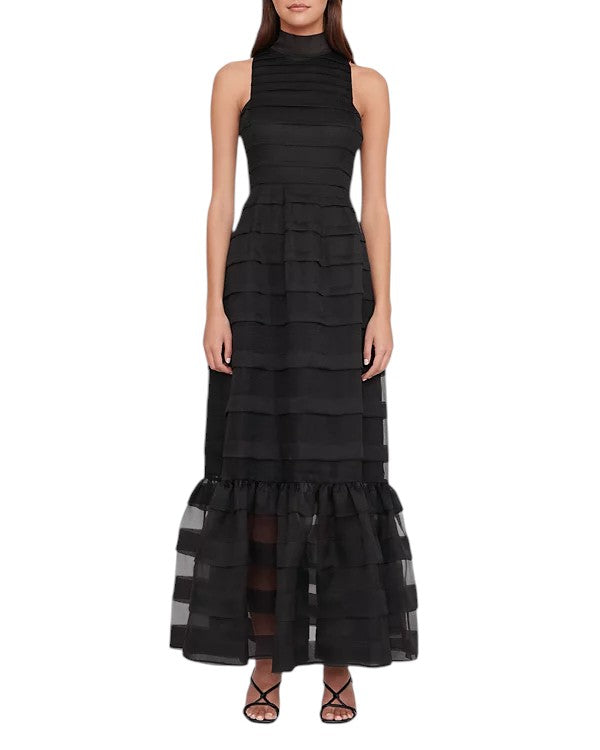STAUD Black Spiral Maxi Dress Gown Size 16
