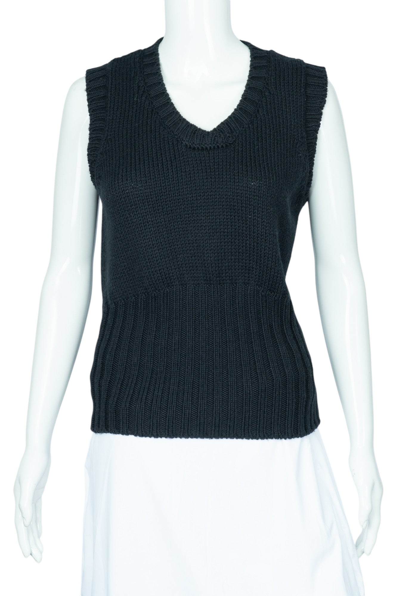 TOM FORD Black Wool Knit Ribbed Sweater Vest Size M