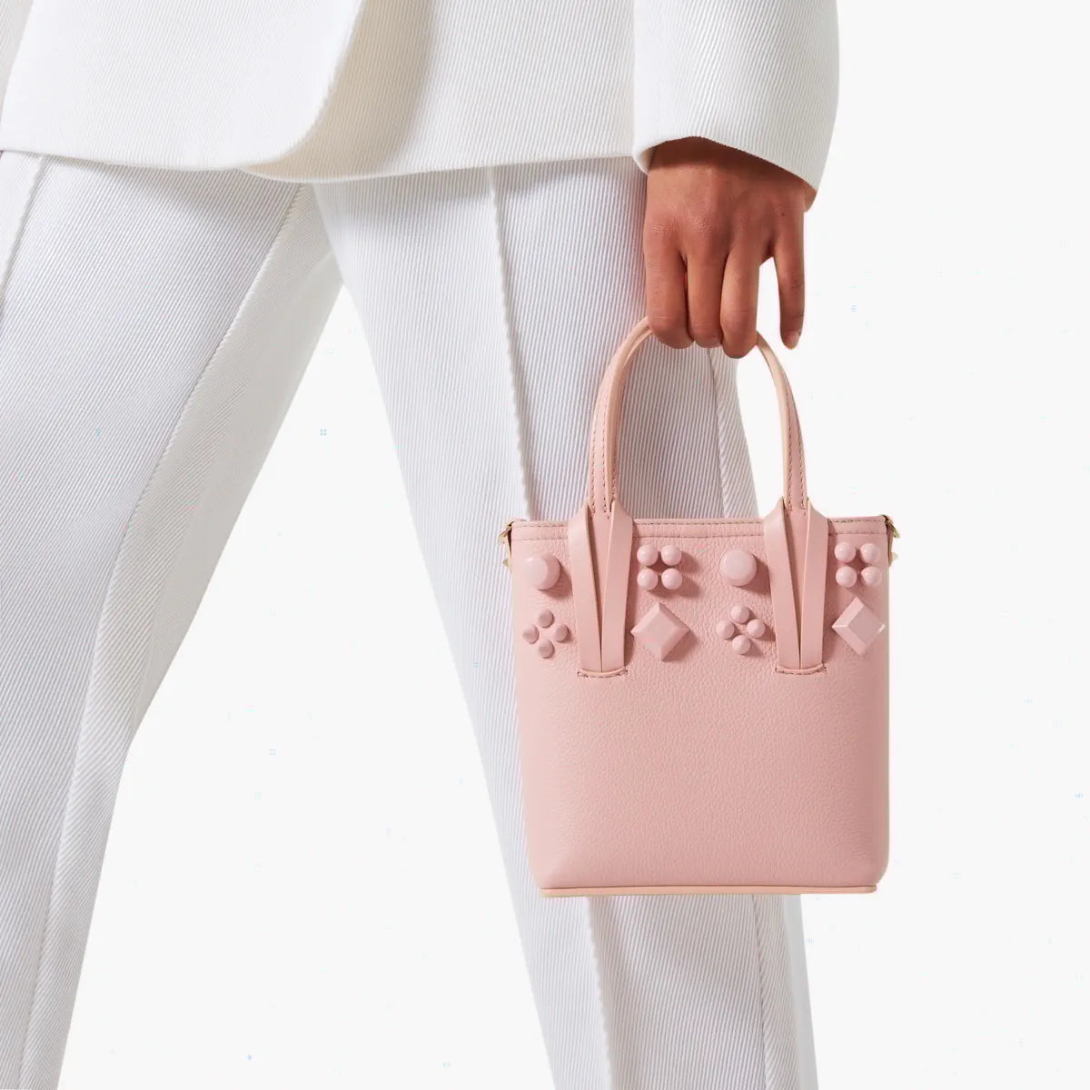 CHRISTIAN LOUBOUTIN Pink Leather Cabata Mini Tote Crossbody Bag