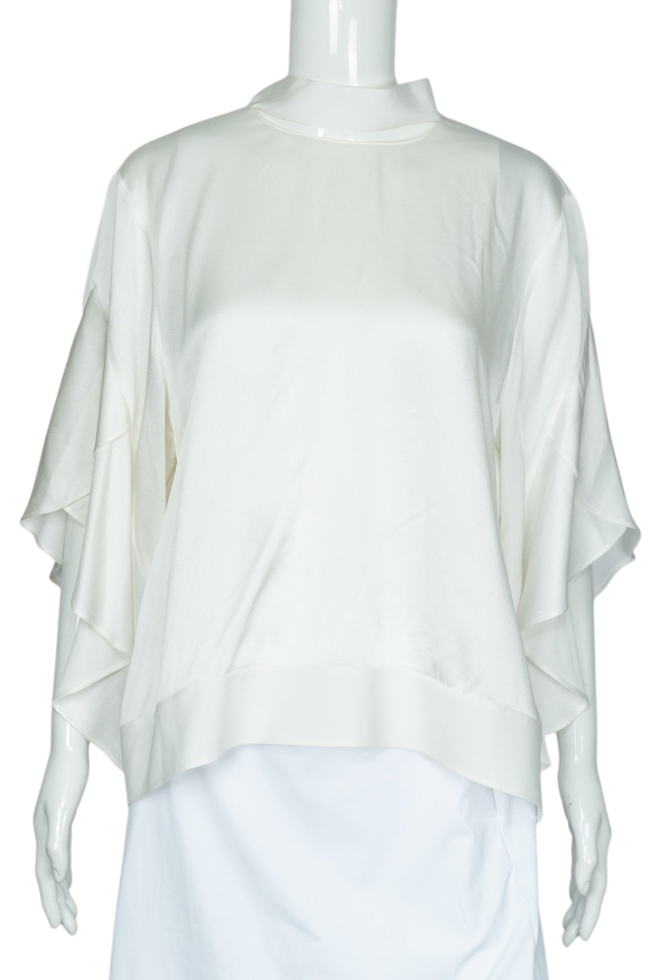 FENDI White Satin Choker Neck Blouse Top Size 46 US 10