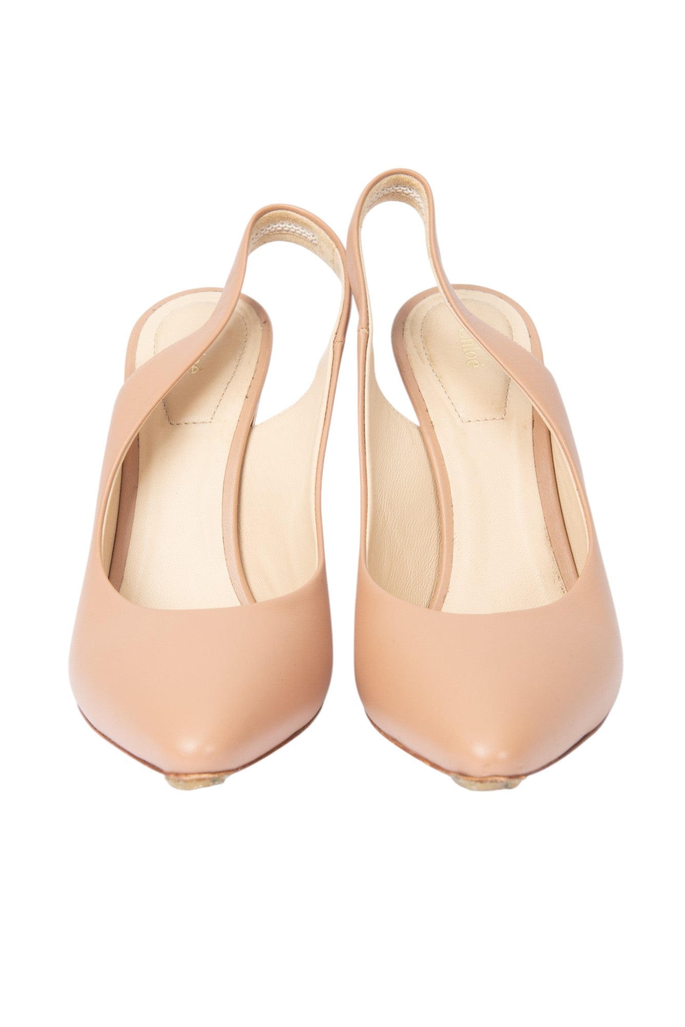 CHLOÉ Nude Pink Leather Slingback Heels Size 36 US 6
