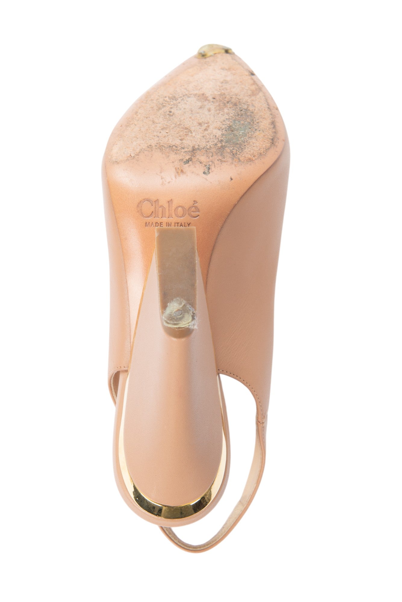 CHLOÉ Nude Pink Leather Slingback Heels Size 36 US 6