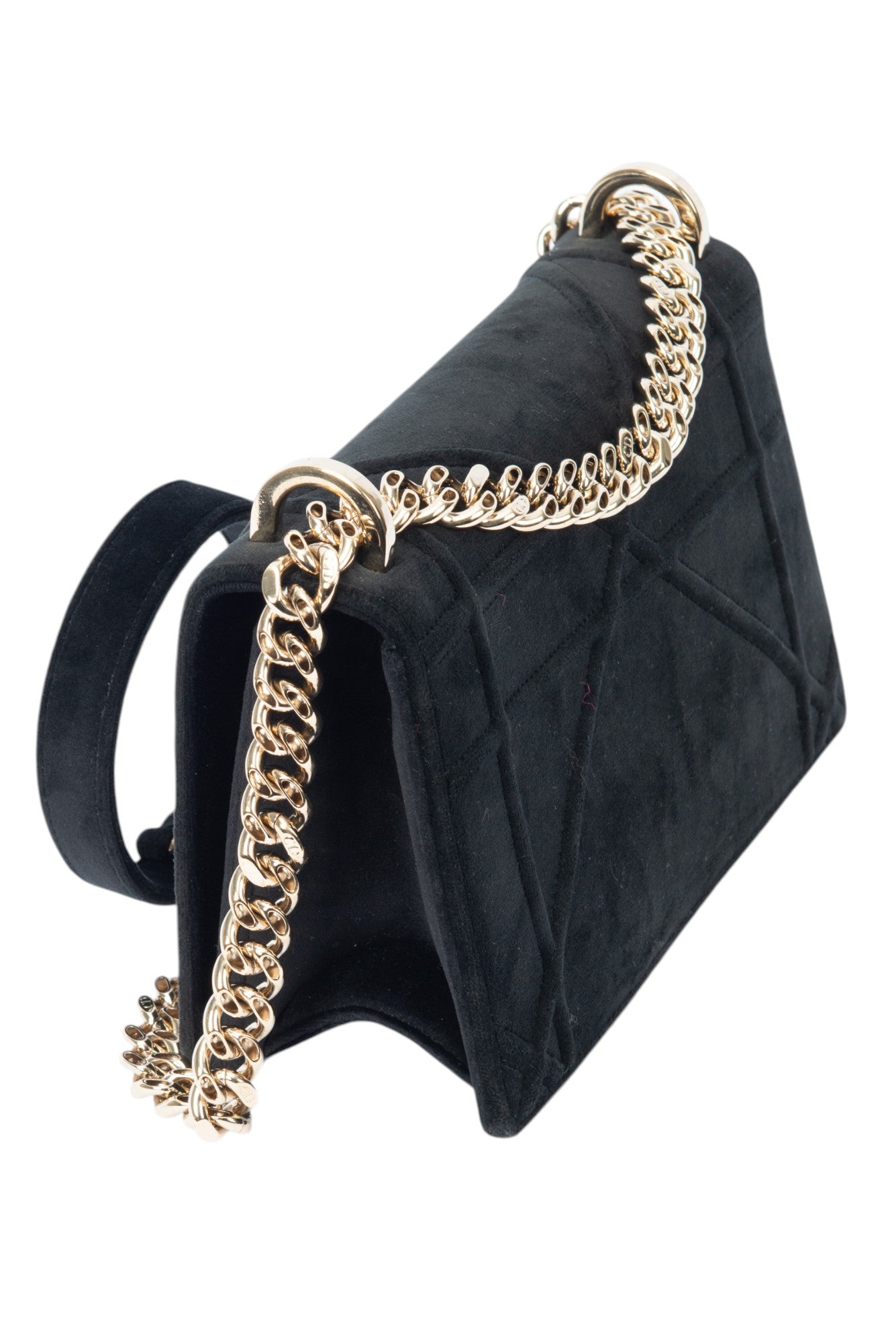 CHRISTIAN DIOR Black Velvet Medium Diorama Flap Bag