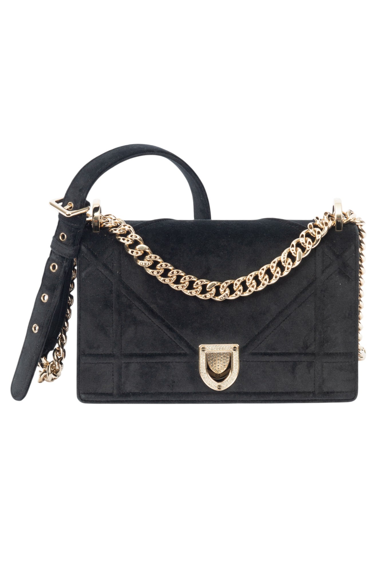 CHRISTIAN DIOR Black Velvet Medium Diorama Flap Bag