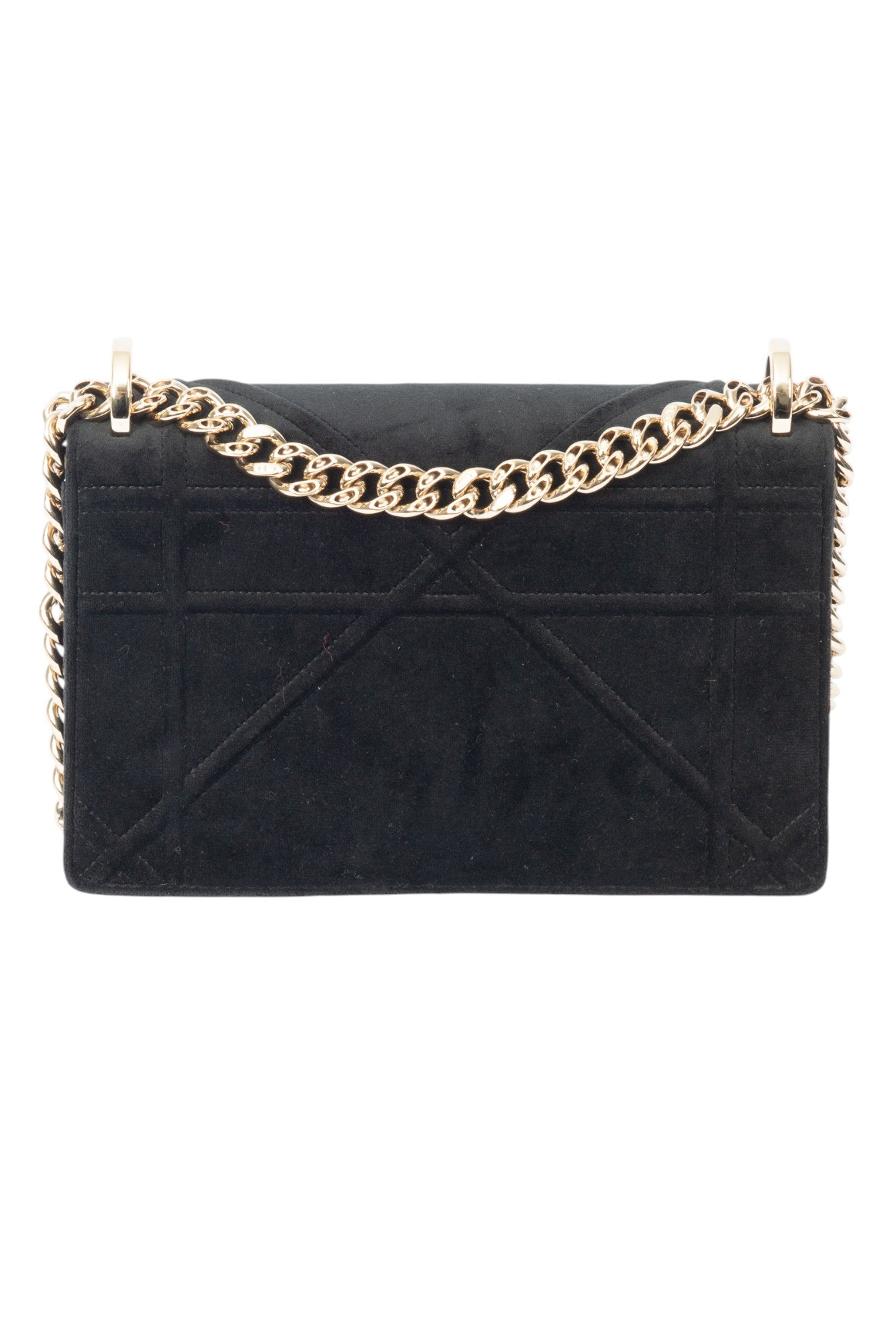 CHRISTIAN DIOR Black Velvet Medium Diorama Flap Bag