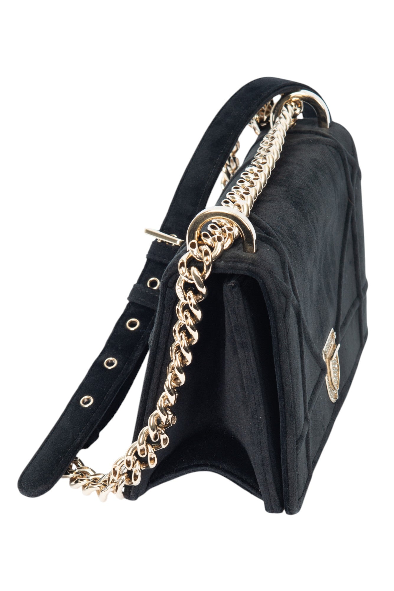 CHRISTIAN DIOR Black Velvet Medium Diorama Flap Bag