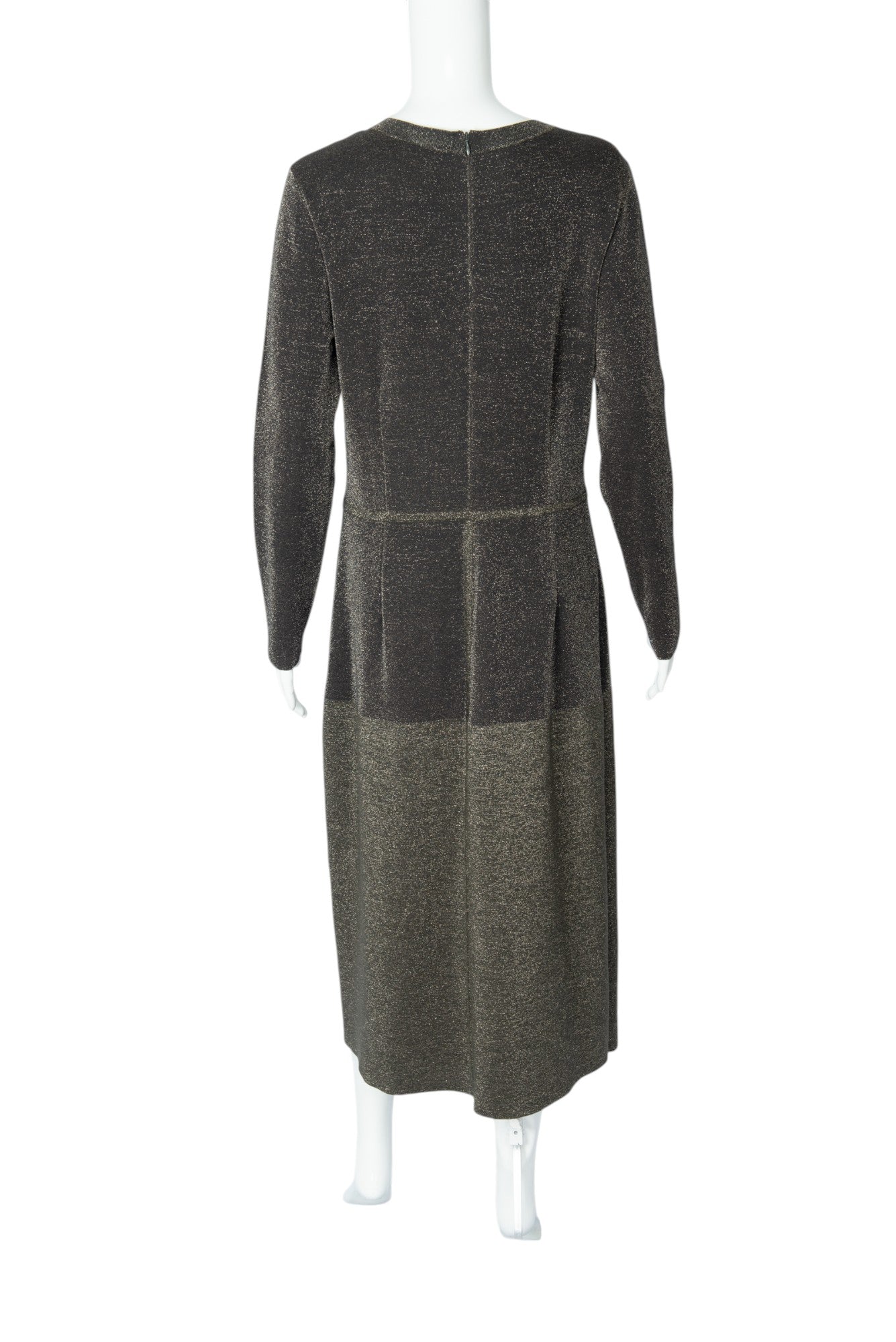 AKRIS Metallic Wool Blend Knit Midi Dress Size 12 EU 44