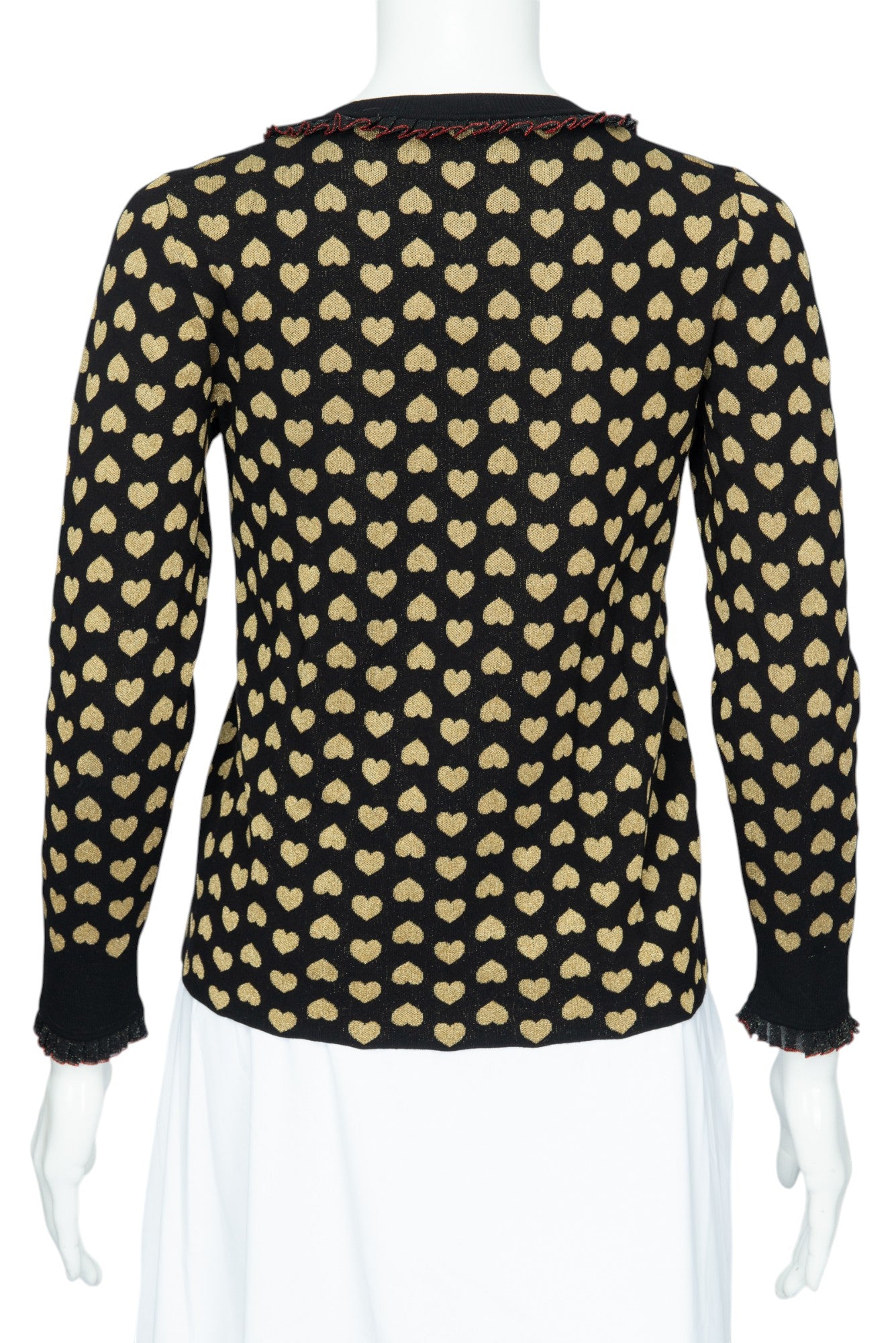 GUCCI Black Gold Knit Heart Cardigan Sweater Set Size S