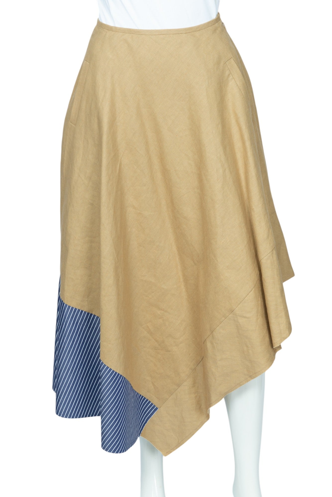 LOEWE Beige Cotton Asymmetric Midi Skirt Size XS