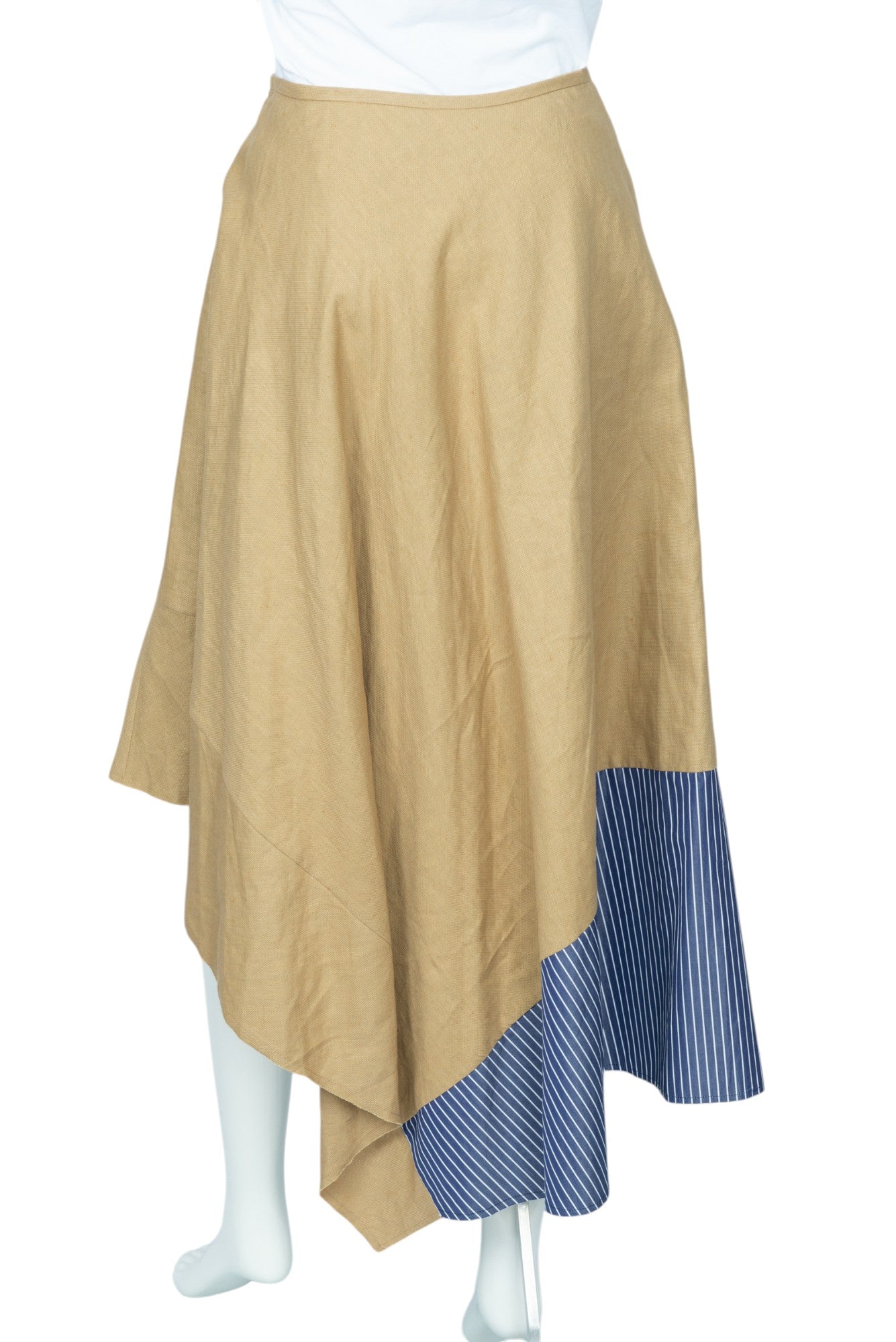 LOEWE Beige Cotton Asymmetric Midi Skirt Size XS
