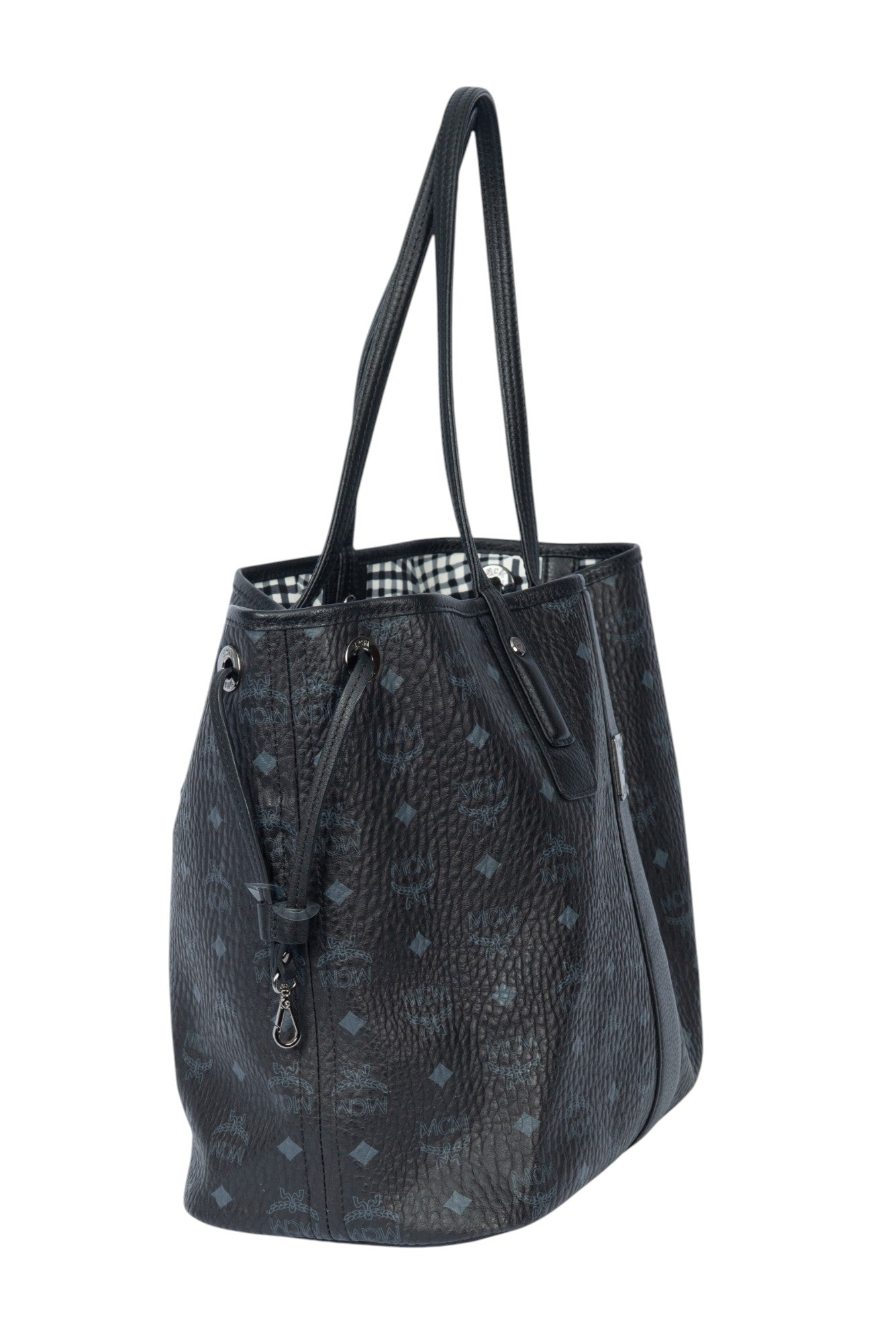 MCM Black Leather Visetos Reversible Liz Tote Bag