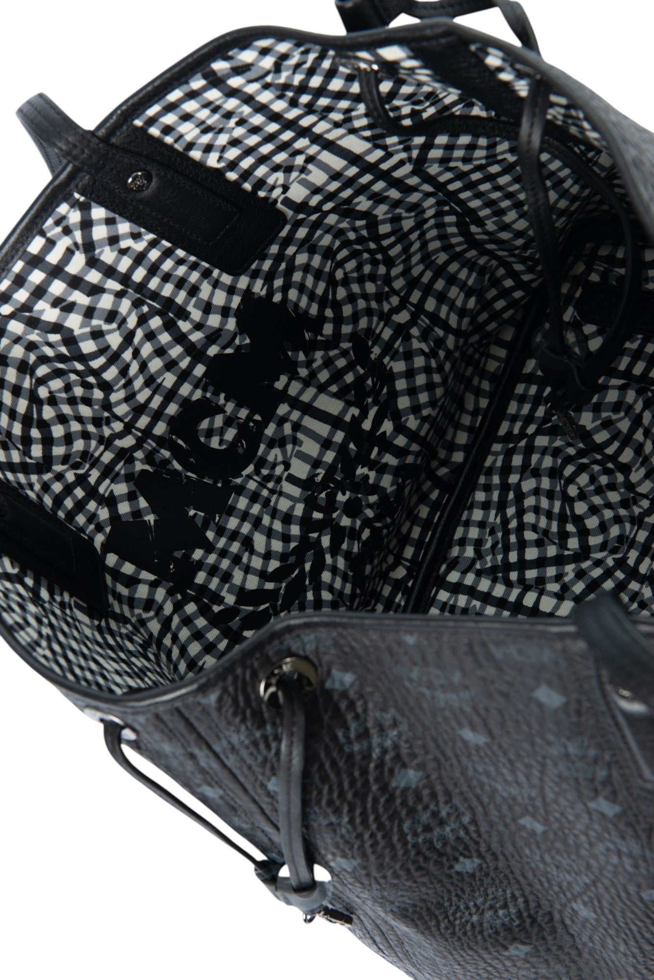 MCM Black Leather Visetos Reversible Liz Tote Bag