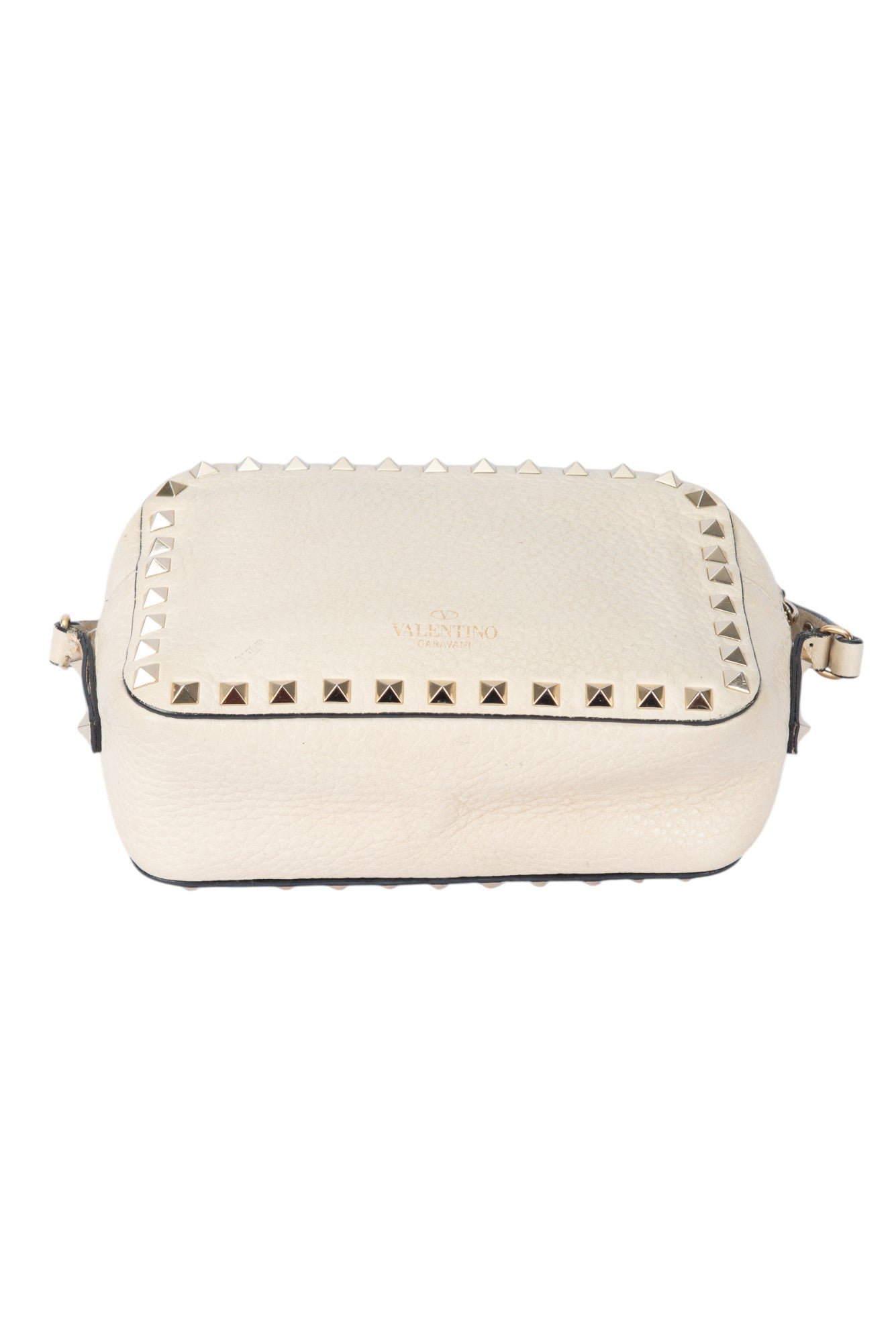 VALENTINO GARAVANI Ivory Leather Rockstud Crossbody Camera Bag
