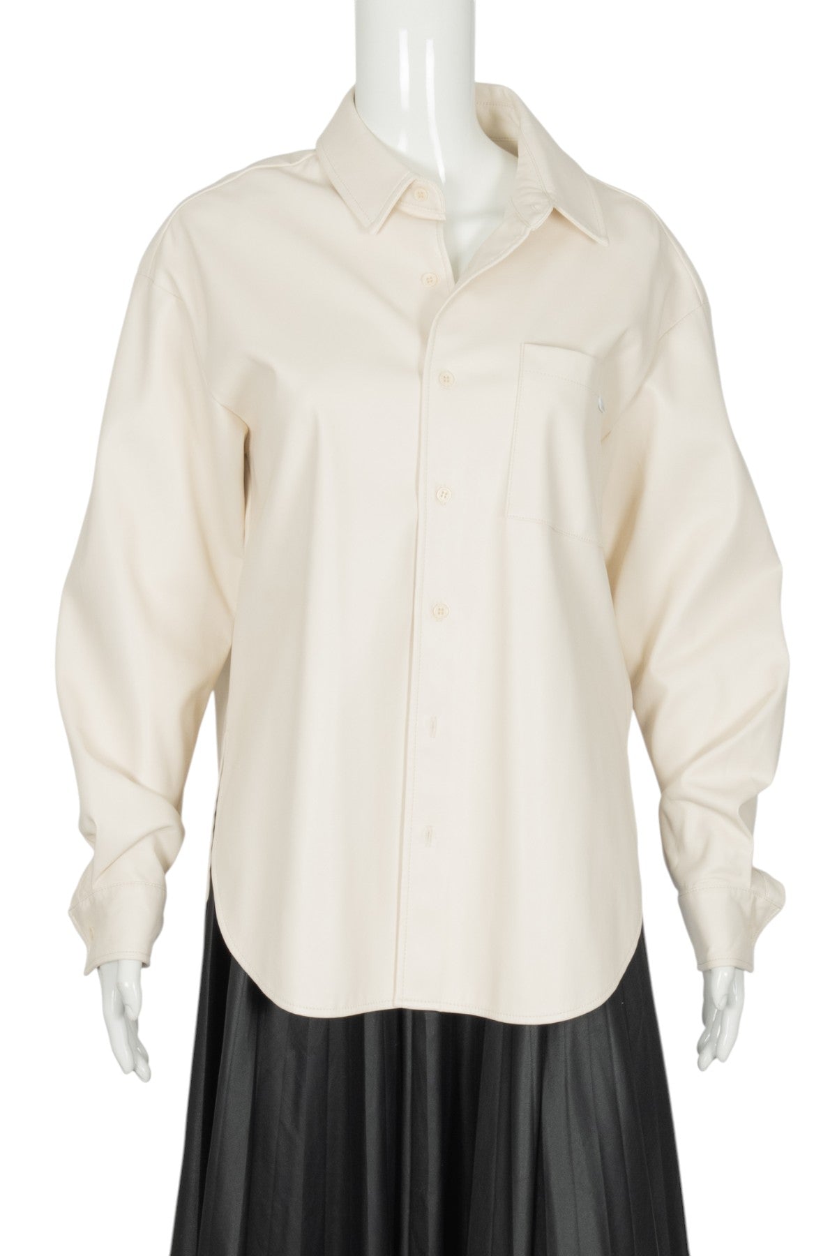 MOTHER Ivory Faux Leather Collared Jacket Size S
