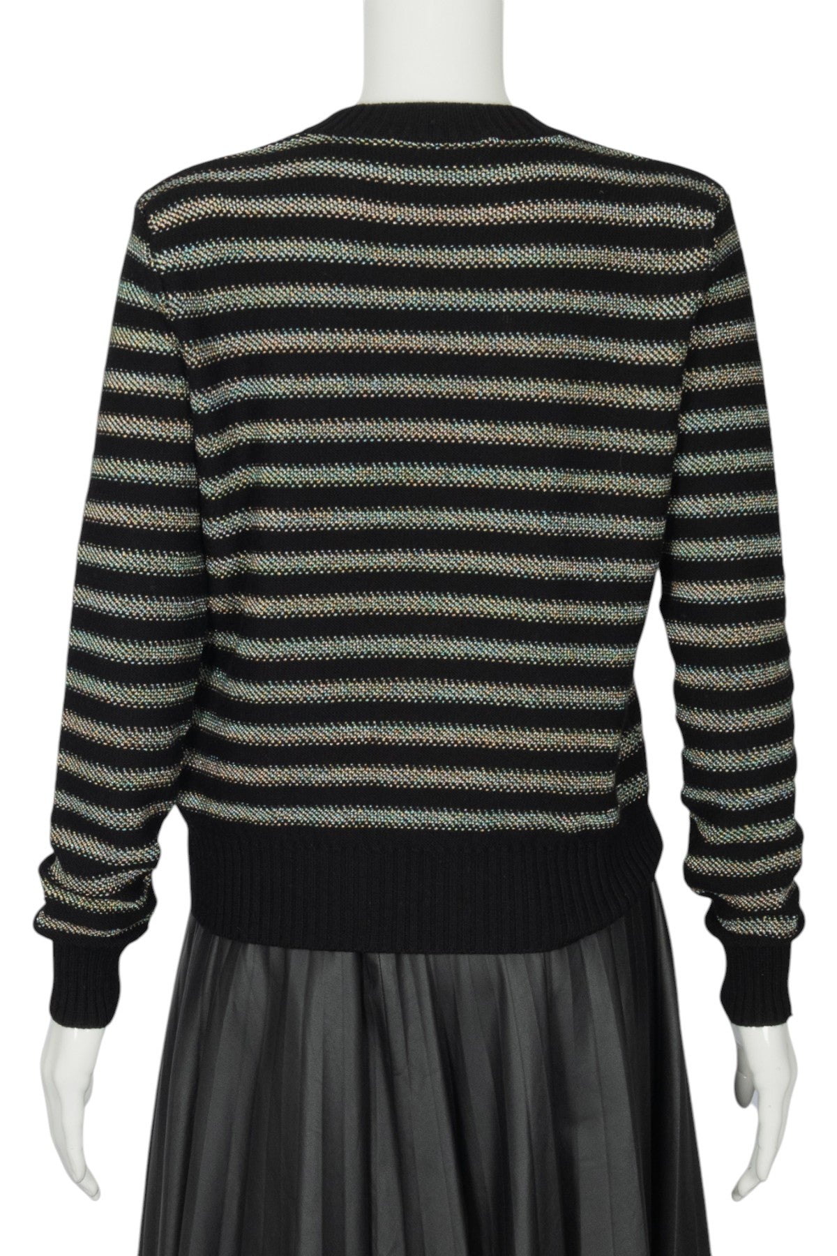 CHRISTIAN DIOR Black Wool Blend Knit Striped Sweater Size 8 EU 40