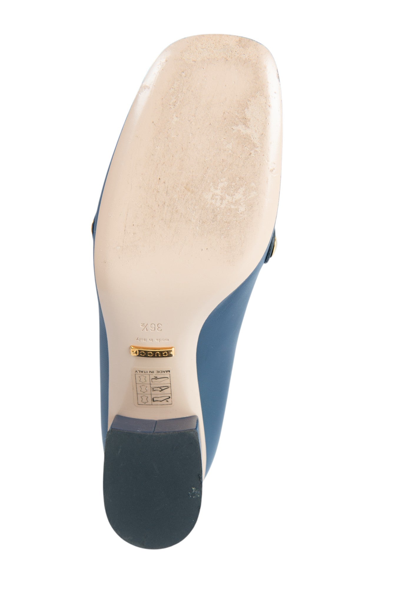 GUCCI Blue Leather Sylvie Malaga Kid Pumps Size 36.5 US 6.5