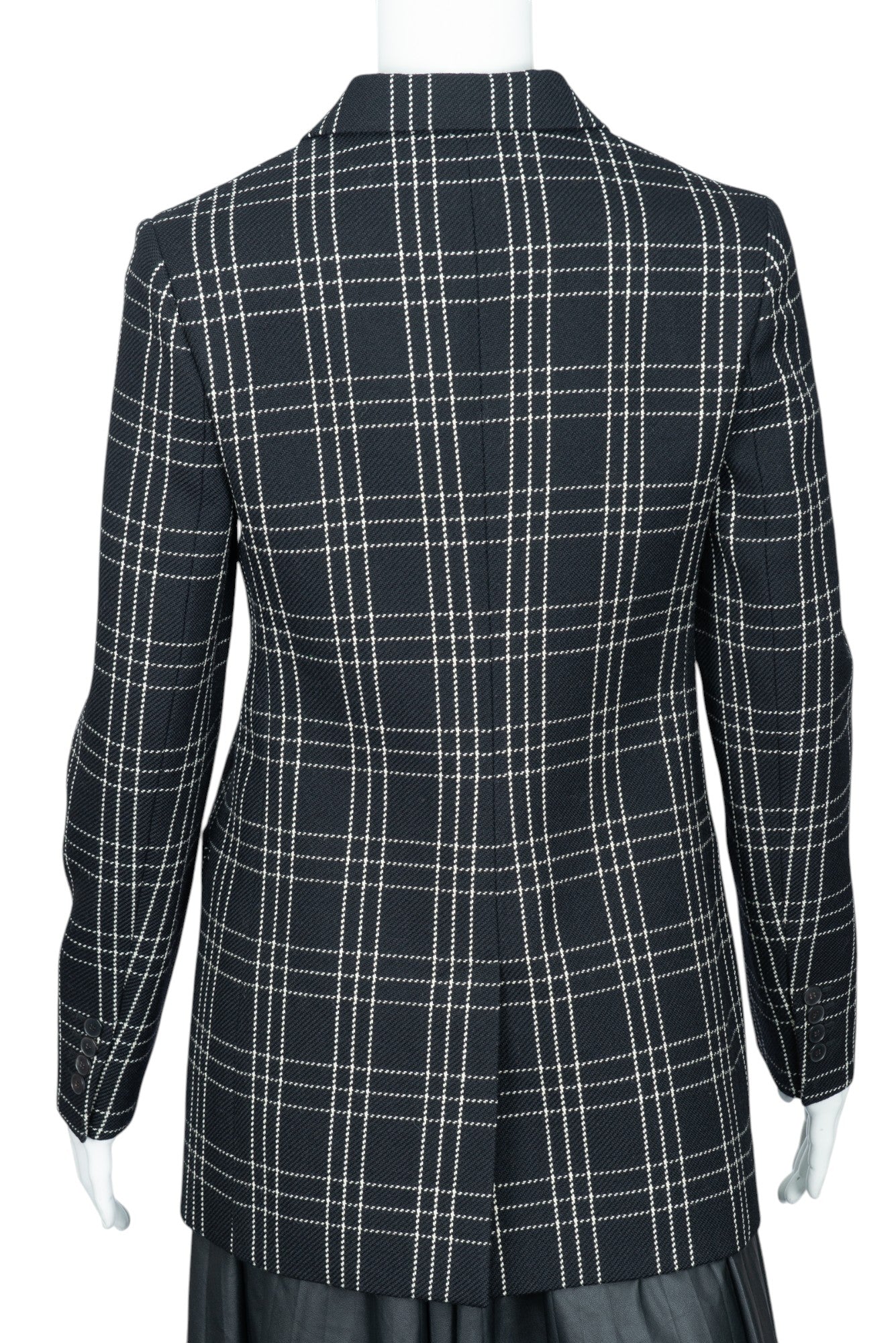 CHRISTIAN DIOR Black White Cotton Plaid Blazer Size 4