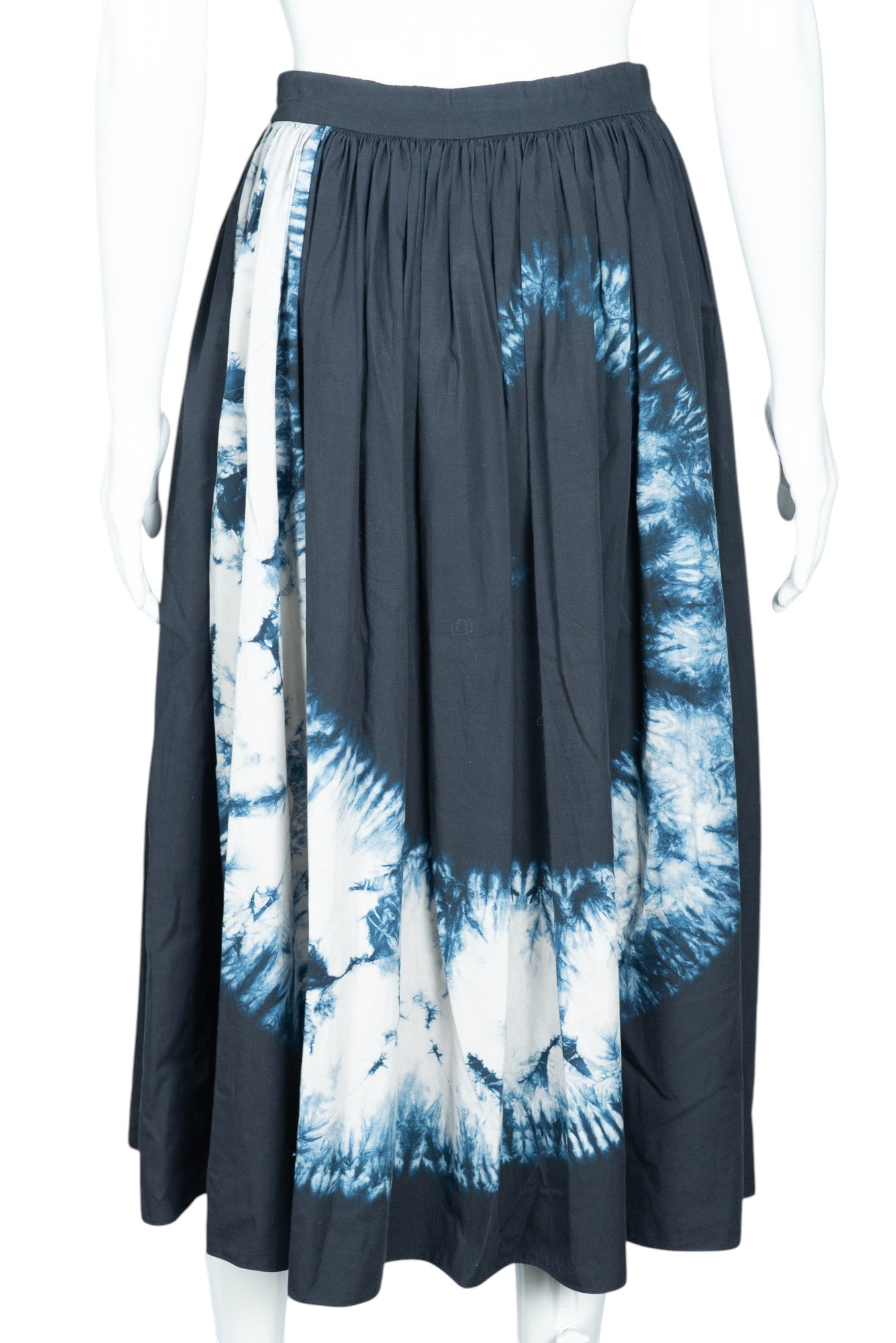 CHRISTIAN DIOR Blue Cotton Tie-Dye Print Midi Skirt Size 6 EU 38