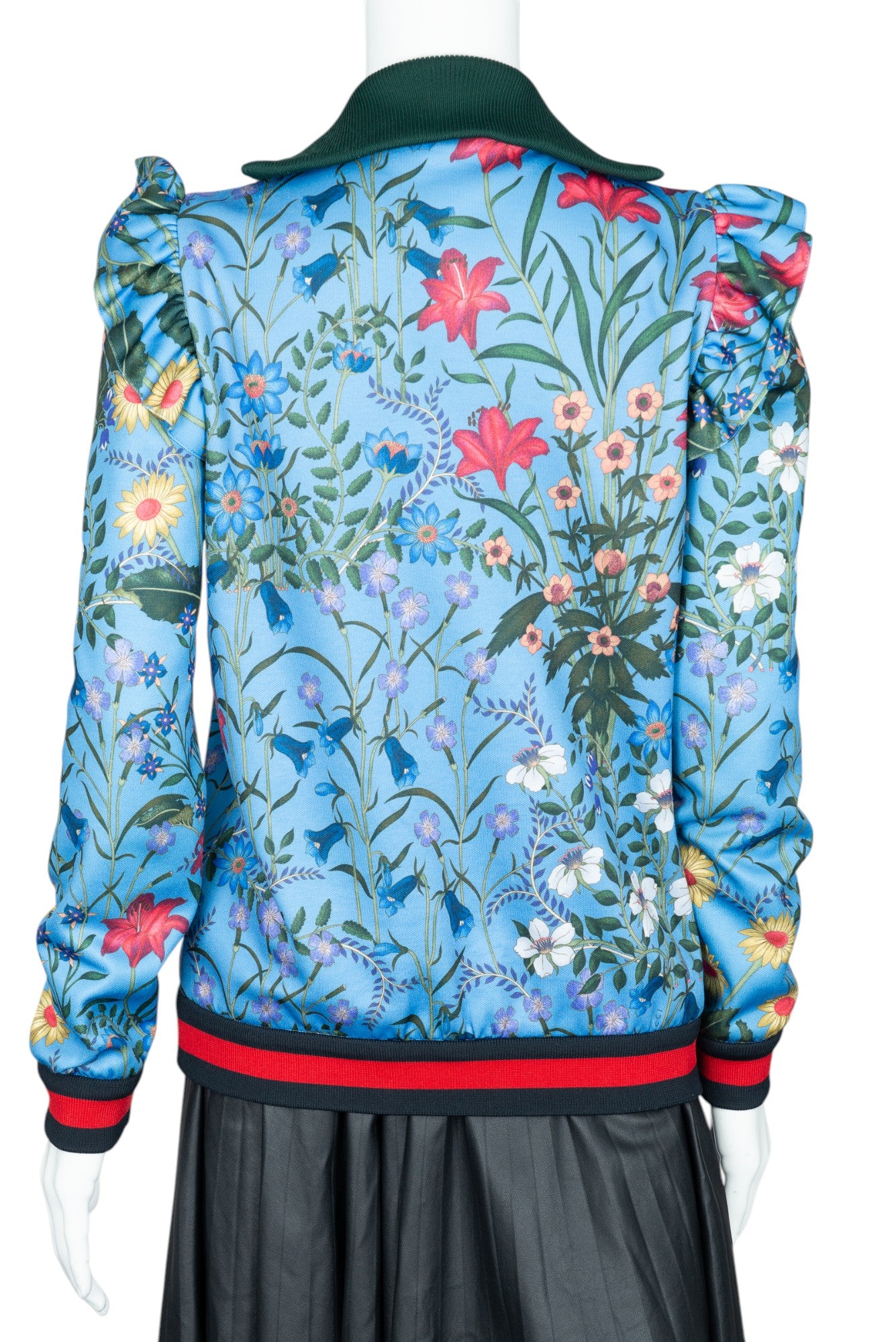 GUCCI Blue Multi Cotton Blend Floral Jacket Size Small