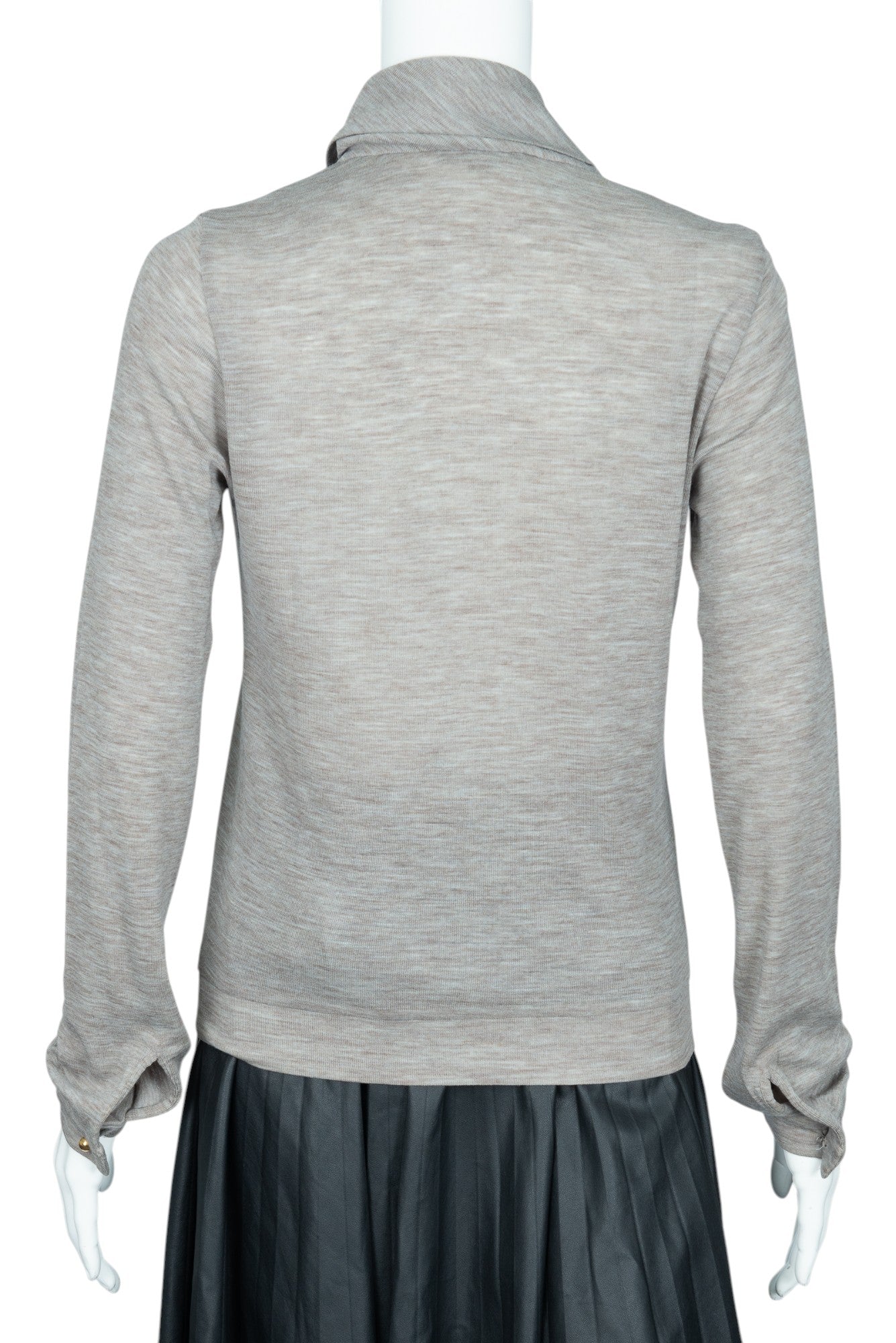 LOUIS VUITTON Gray Wool LV Tassel Collar Sweater Size S