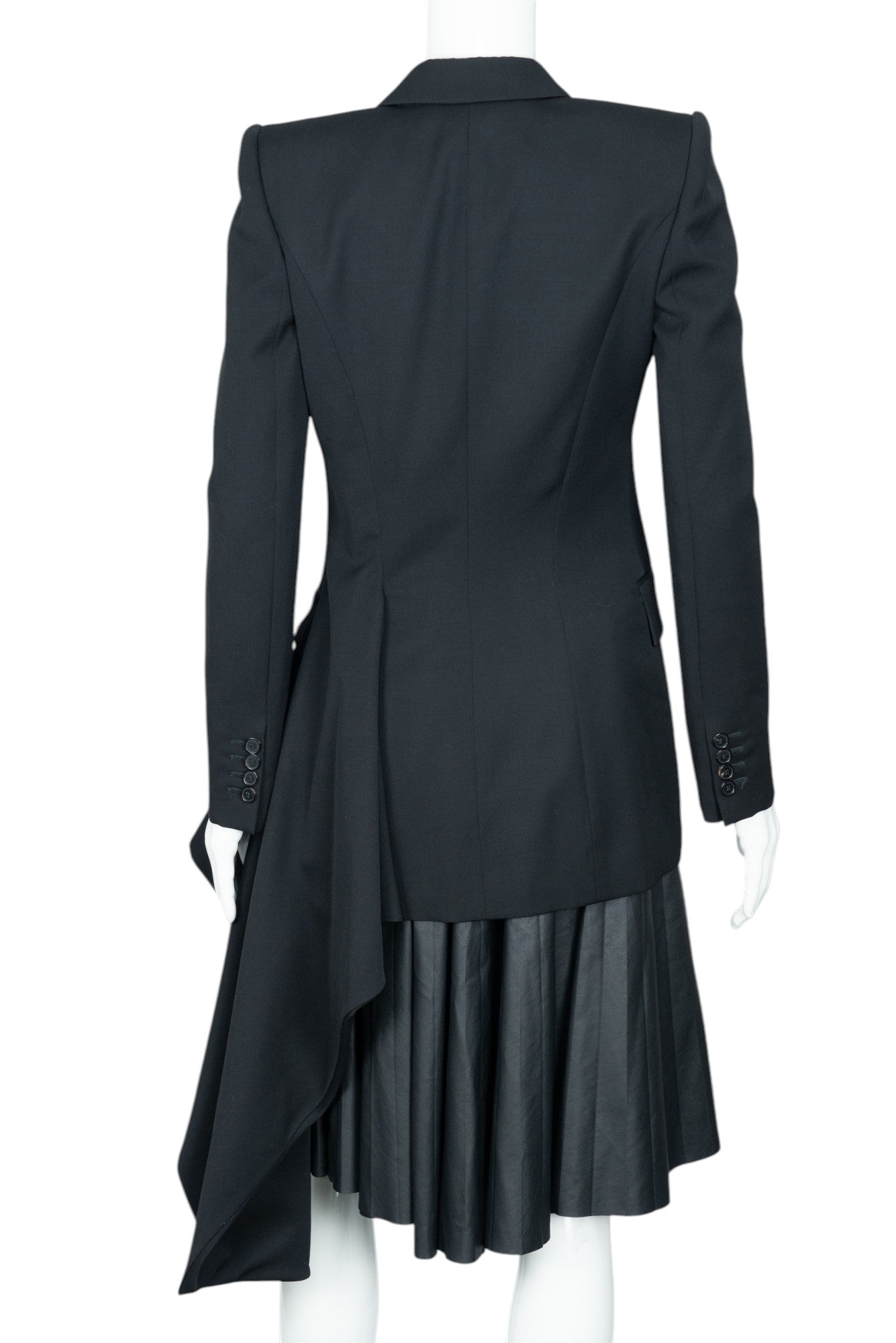 ALEXANDER MCQUEEN Black Wool Asymmetric Blazer Size XS