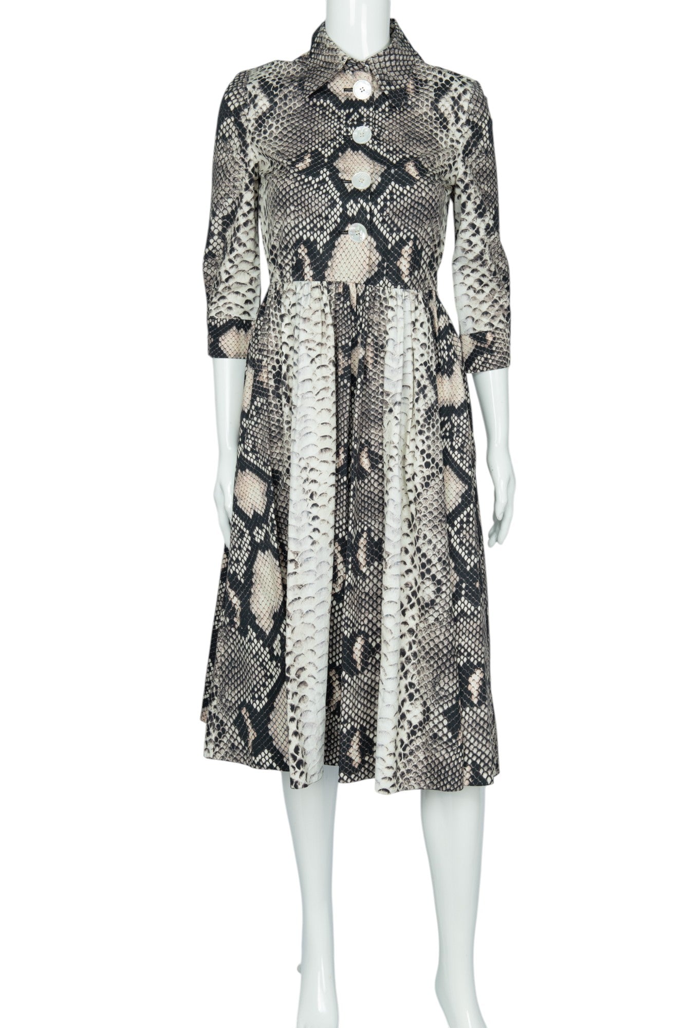 PRADA MILANO Snake Print Midi Dress Size 38 US 2