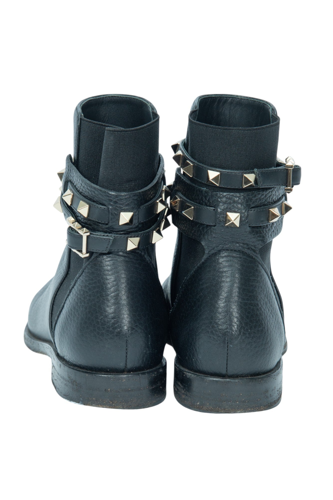 VALENTINO Black Leather Rockstud Chelsea Boots Size 36.5 US 6.5