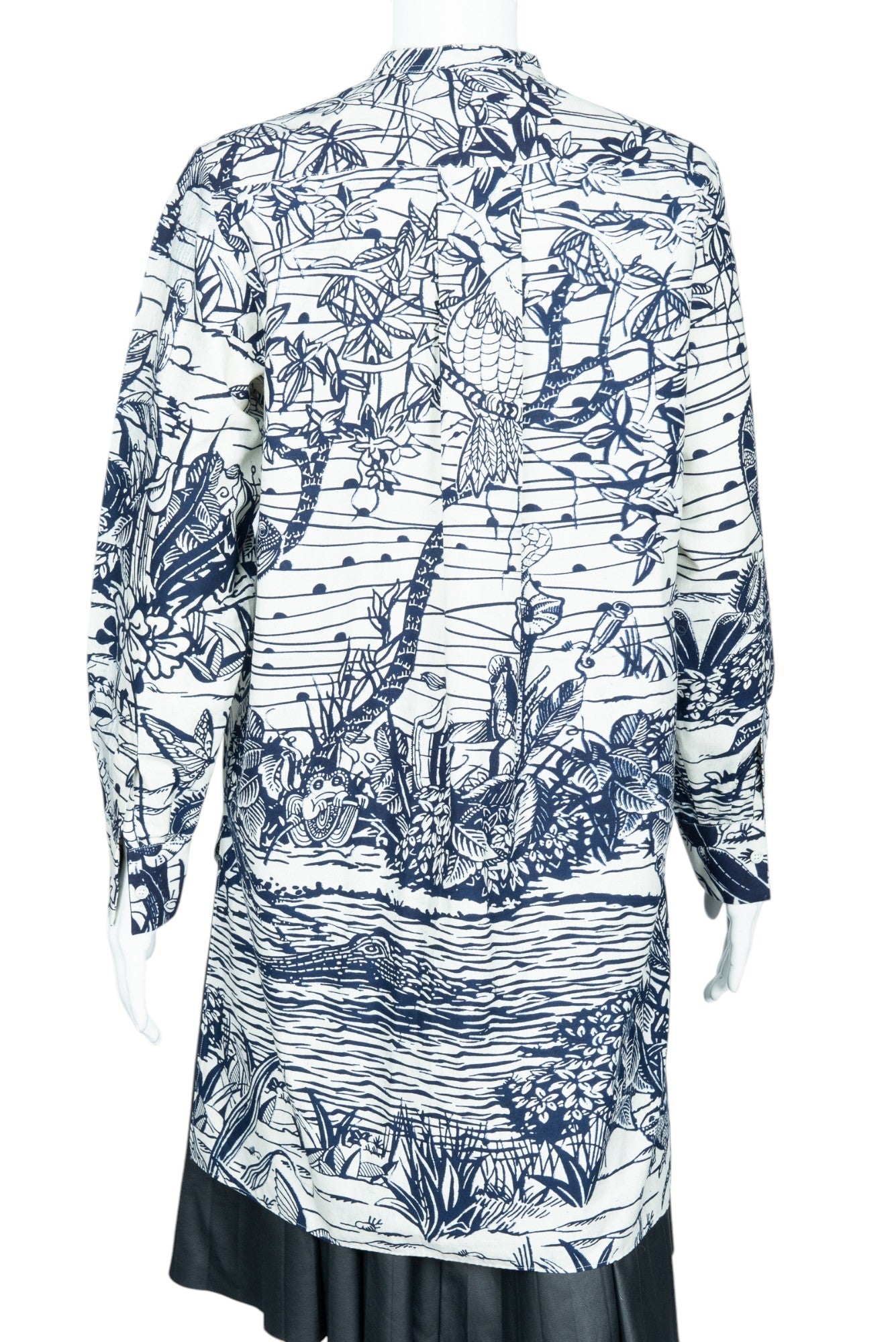 CHRISTIAN DIOR White Blue Cotton Printed Top Size 4 EU 36