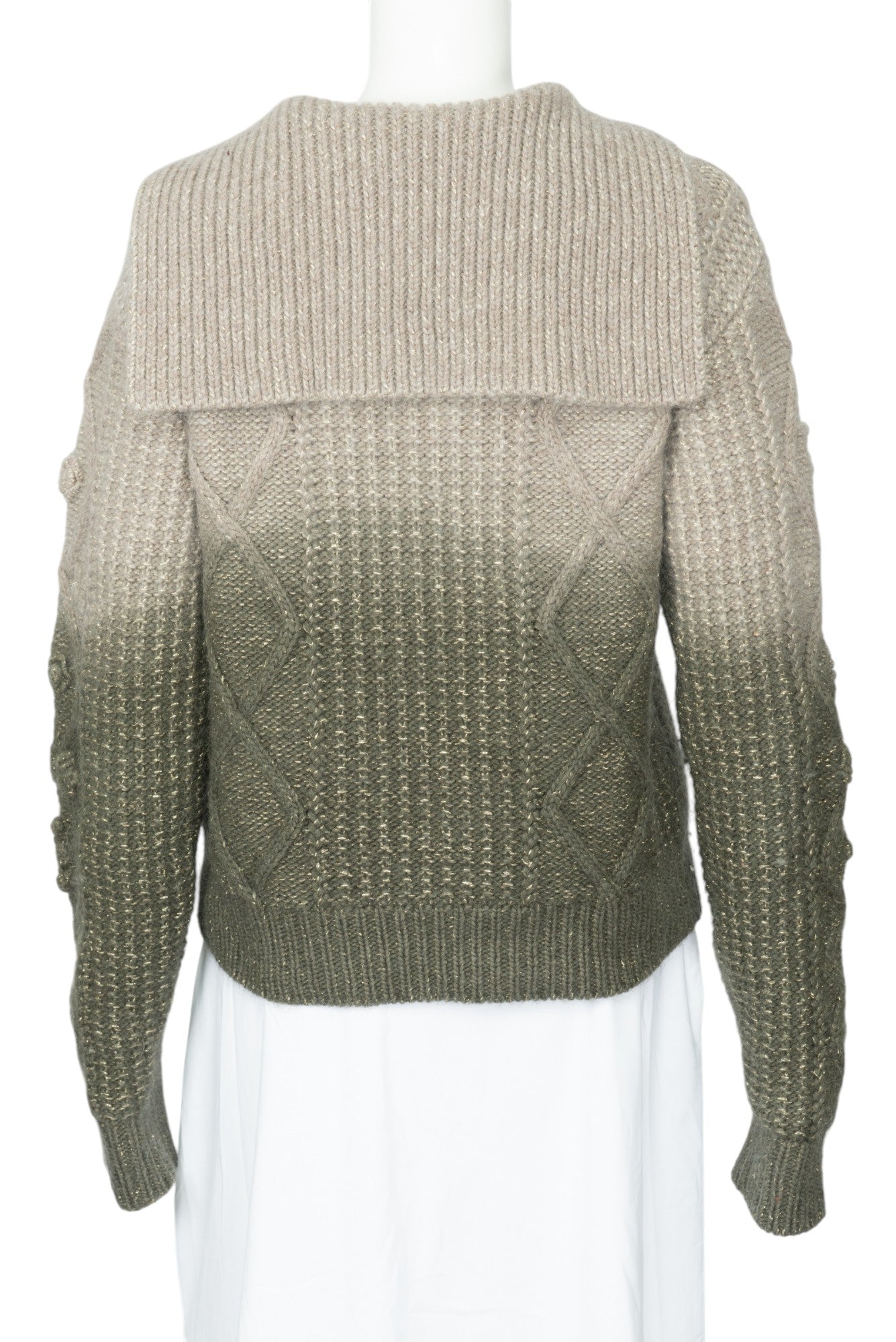 CHRISTIAN DIOR Beige Green Ombre Wool Knit Sweater Size 4