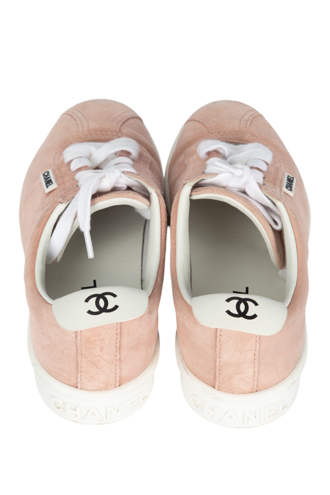 CHANEL Pink Suede CC Logo Sneakers Size 39 US 9