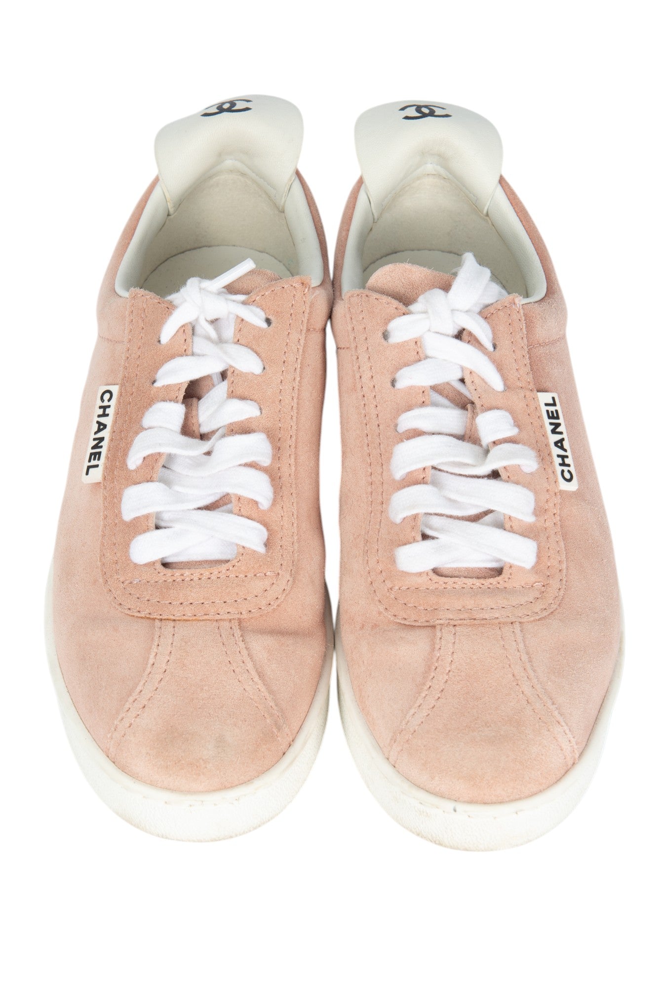 CHANEL Pink Suede CC Logo Sneakers Size 39 US 9