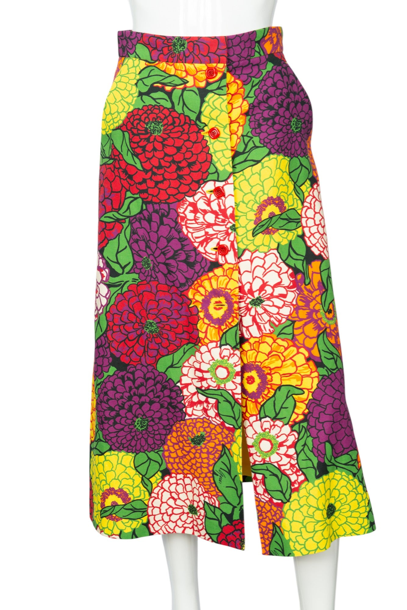 GUCCI Multicolor Floral Print Midi Skirt Size 40 US 4