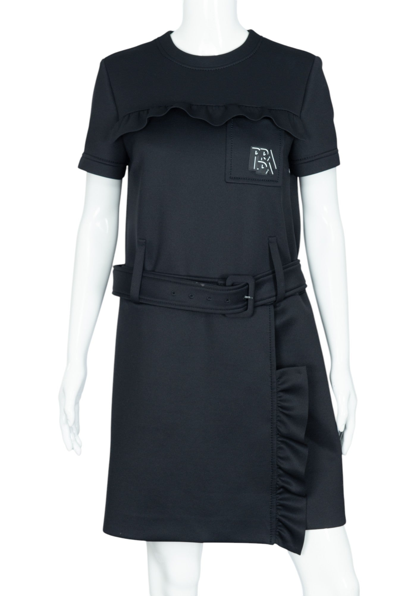 PRADA Black Belted Mini Dress Size 42 US 6