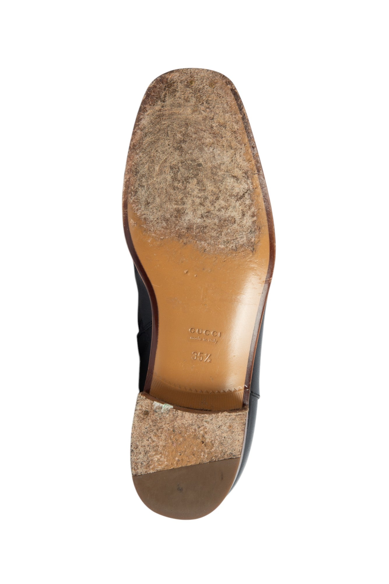 GUCCI Black Leather GG Logo Ankle Boots Size 35.5 US 5.5