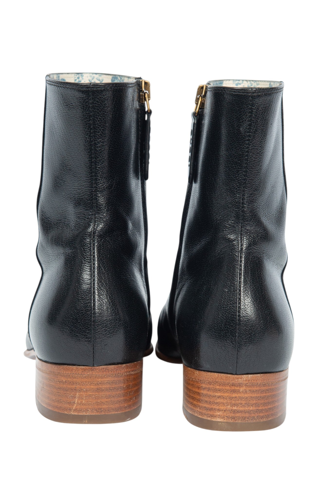 GUCCI Black Leather GG Logo Ankle Boots Size 35.5 US 5.5