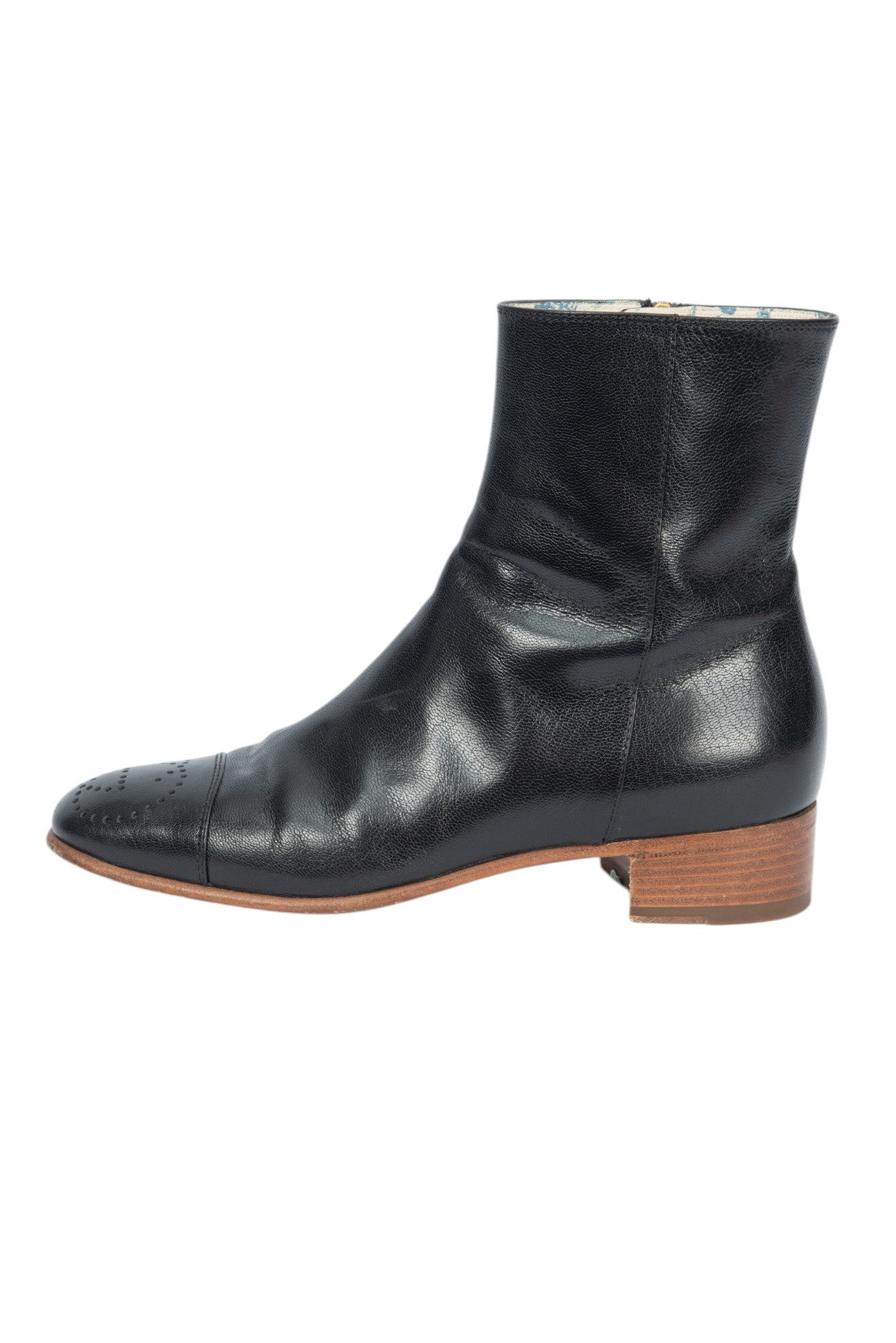 GUCCI Black Leather GG Logo Ankle Boots Size 35.5 US 5.5