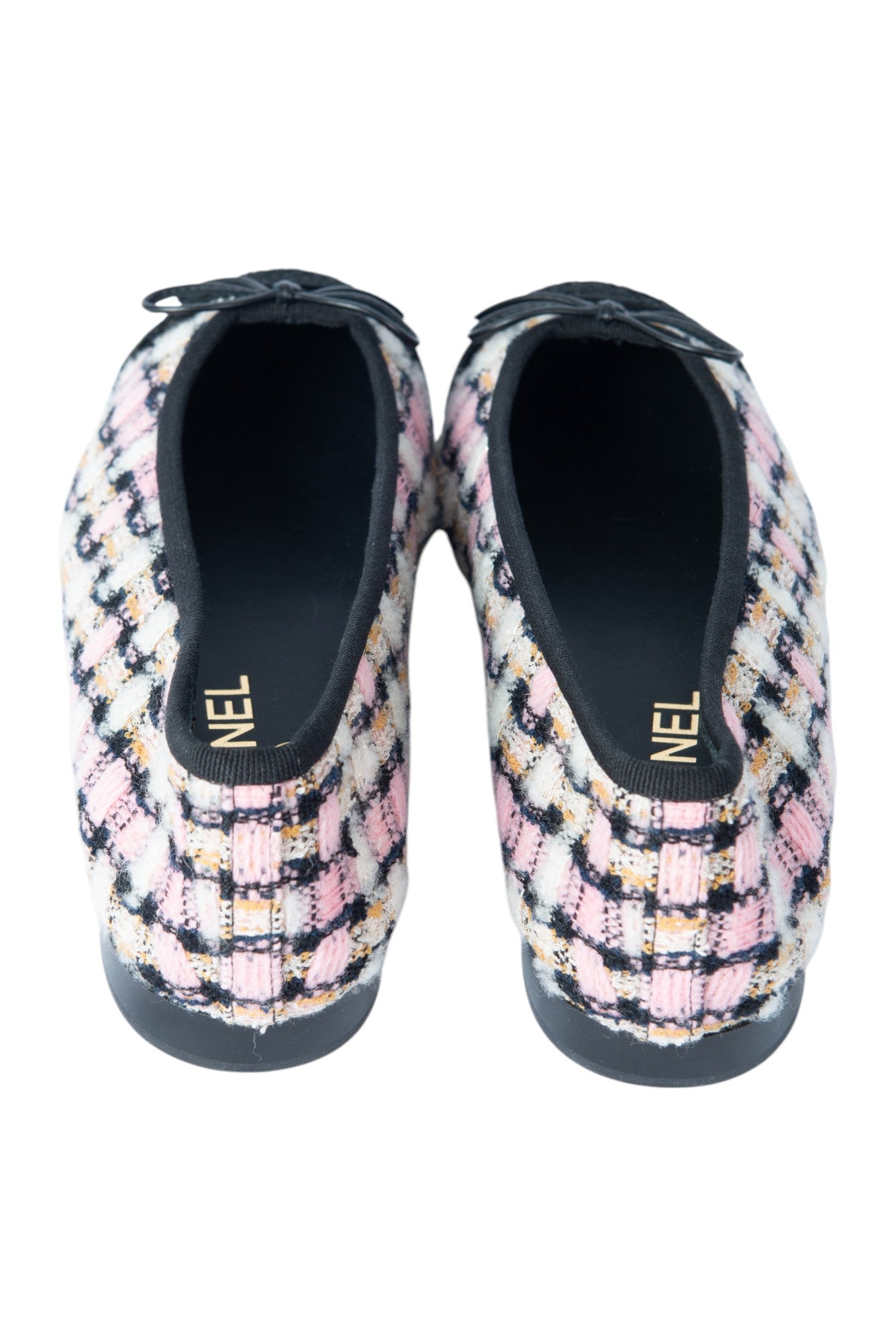 CHANEL Pink Tweed CC Ballet Flats Size 37.5 US 7.5