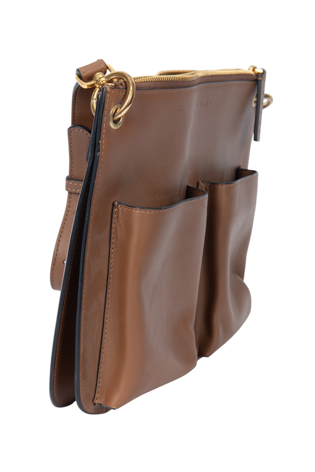 MARNI Brown Leather Crossbody Bag