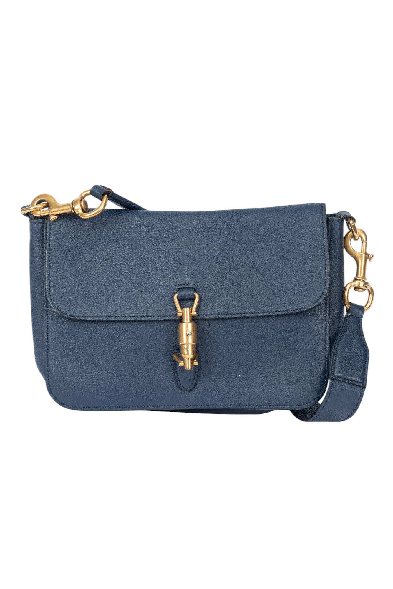 GUCCI Blue Leather Soft Jackie Crossbody Bag