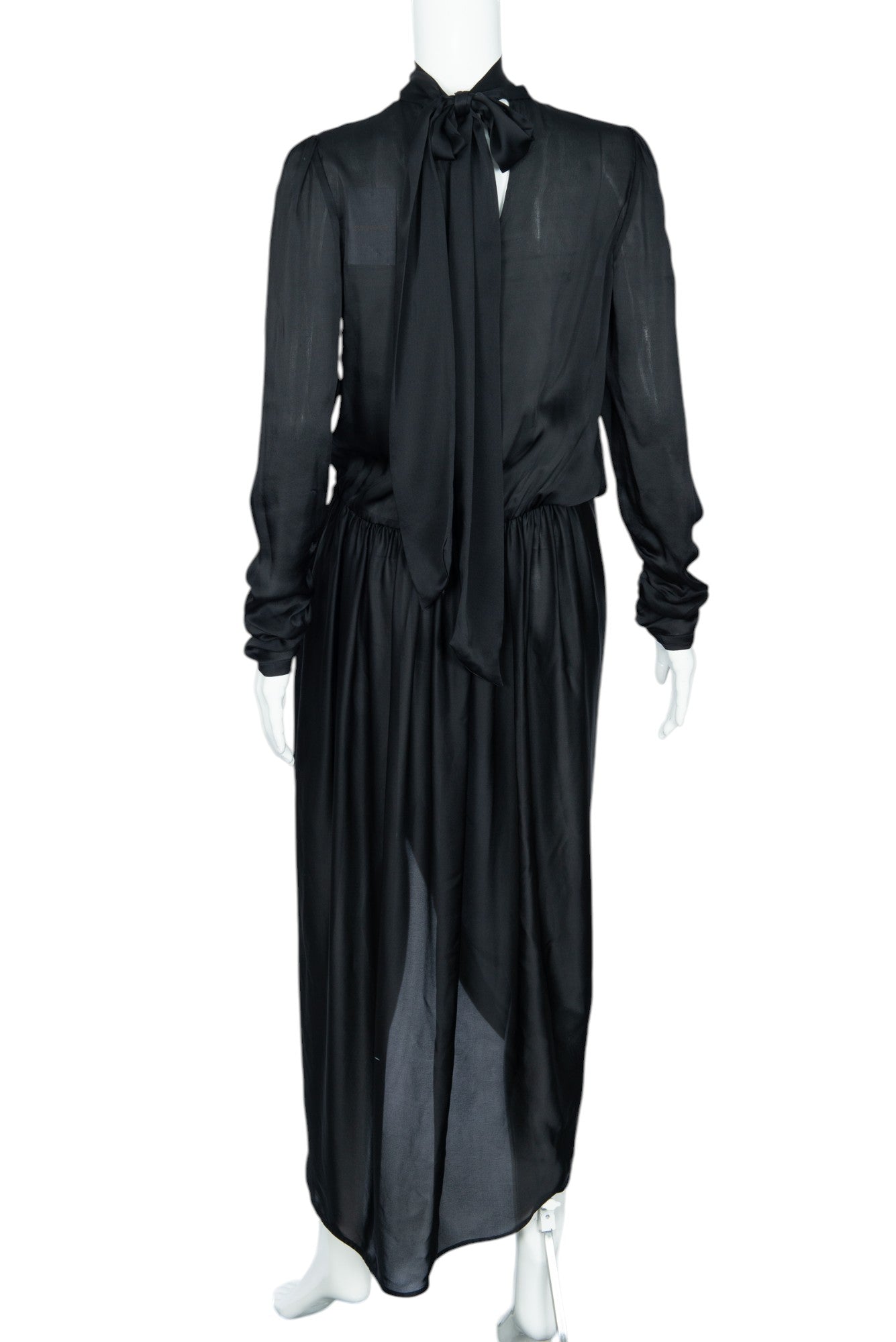 ZIMMERMANN Black Silk Chiffon Drape Knotted Midi Dress Size S