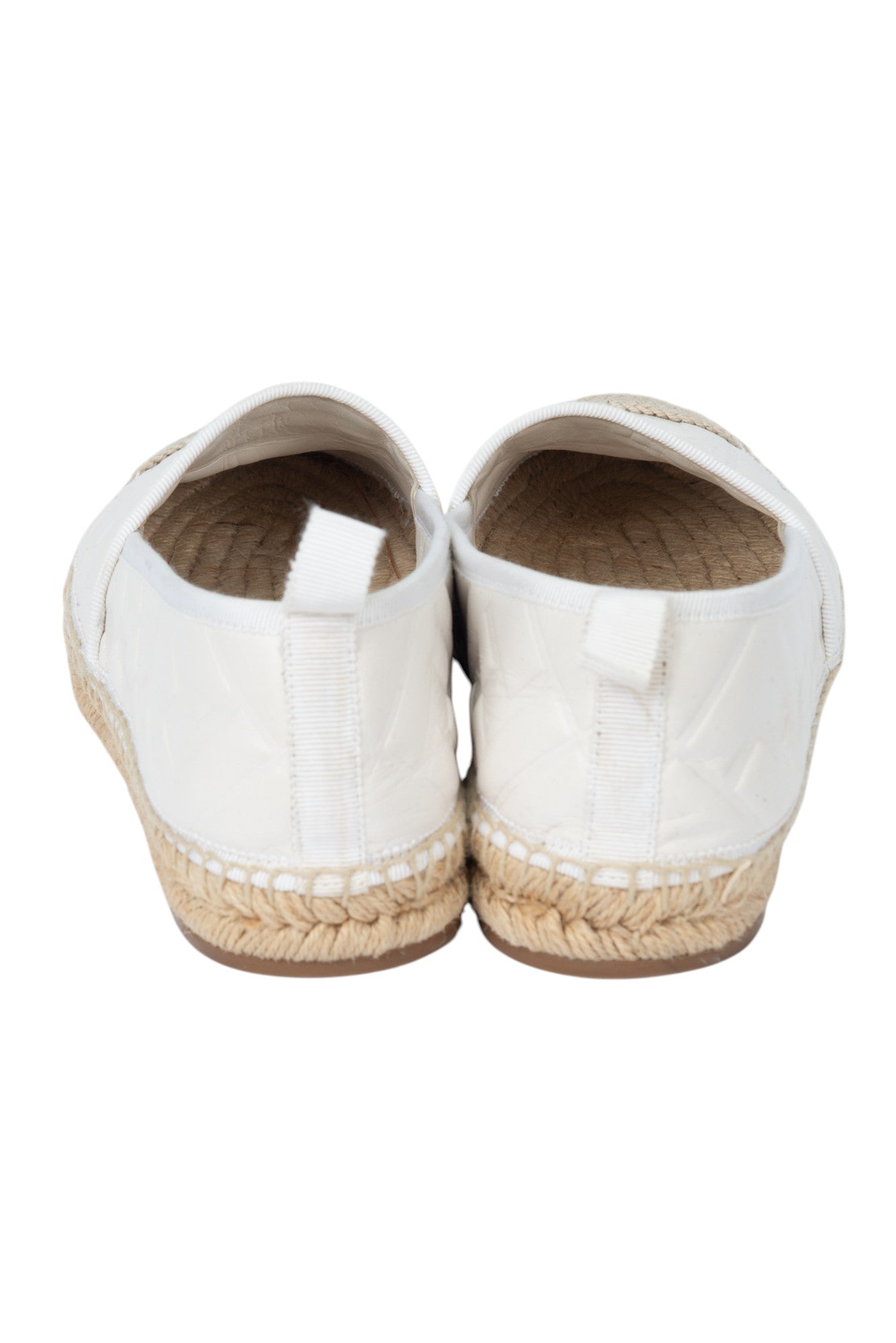 FENDI White Leather FF Logo Espadrilles Flats Size 37.5 US 7.5