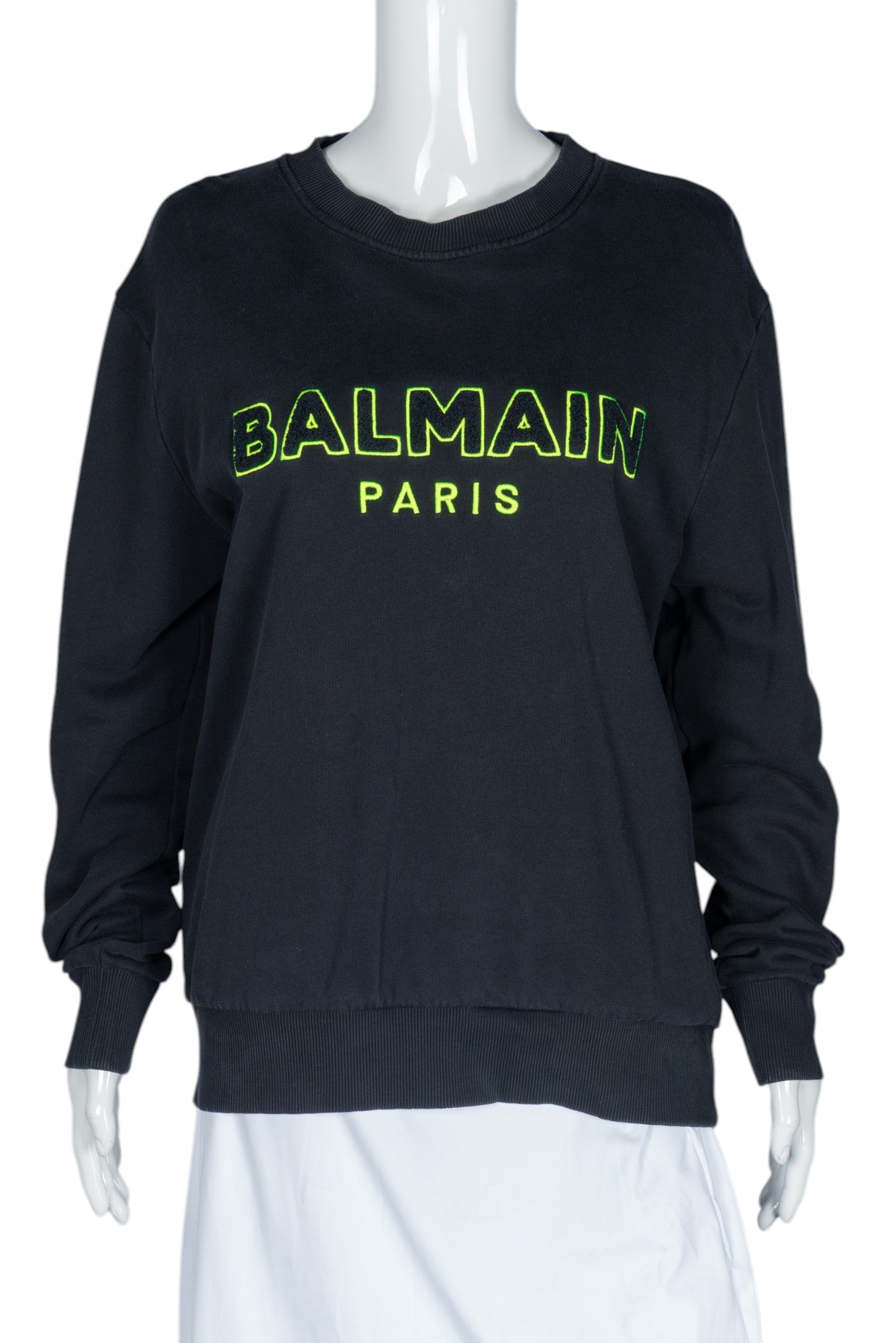 BALMAIN Black Cotton Logo Sweatshirt Size XL
