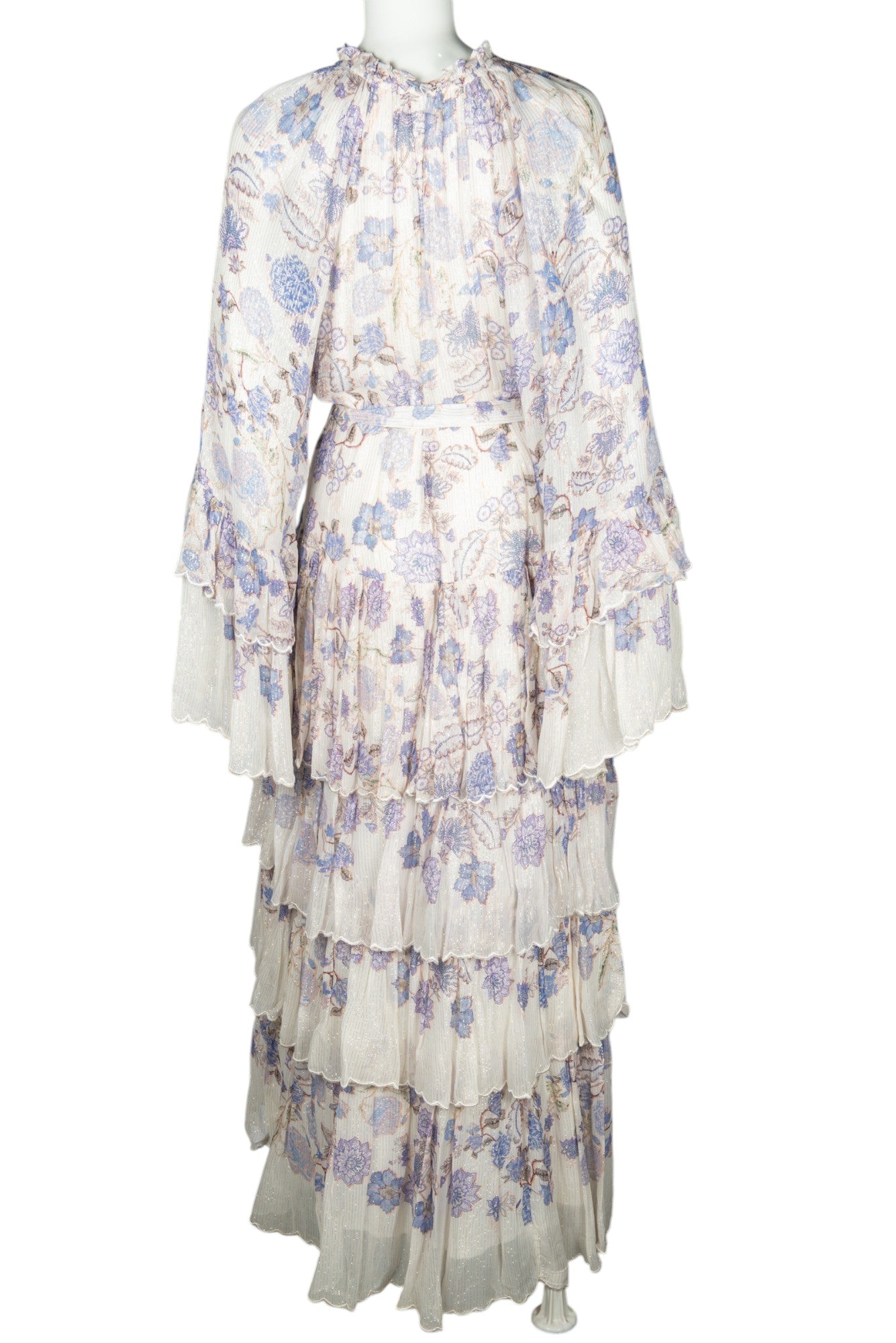 HERMANT & NANDITA Purple Chiffon Floral Maxi Dress Size S