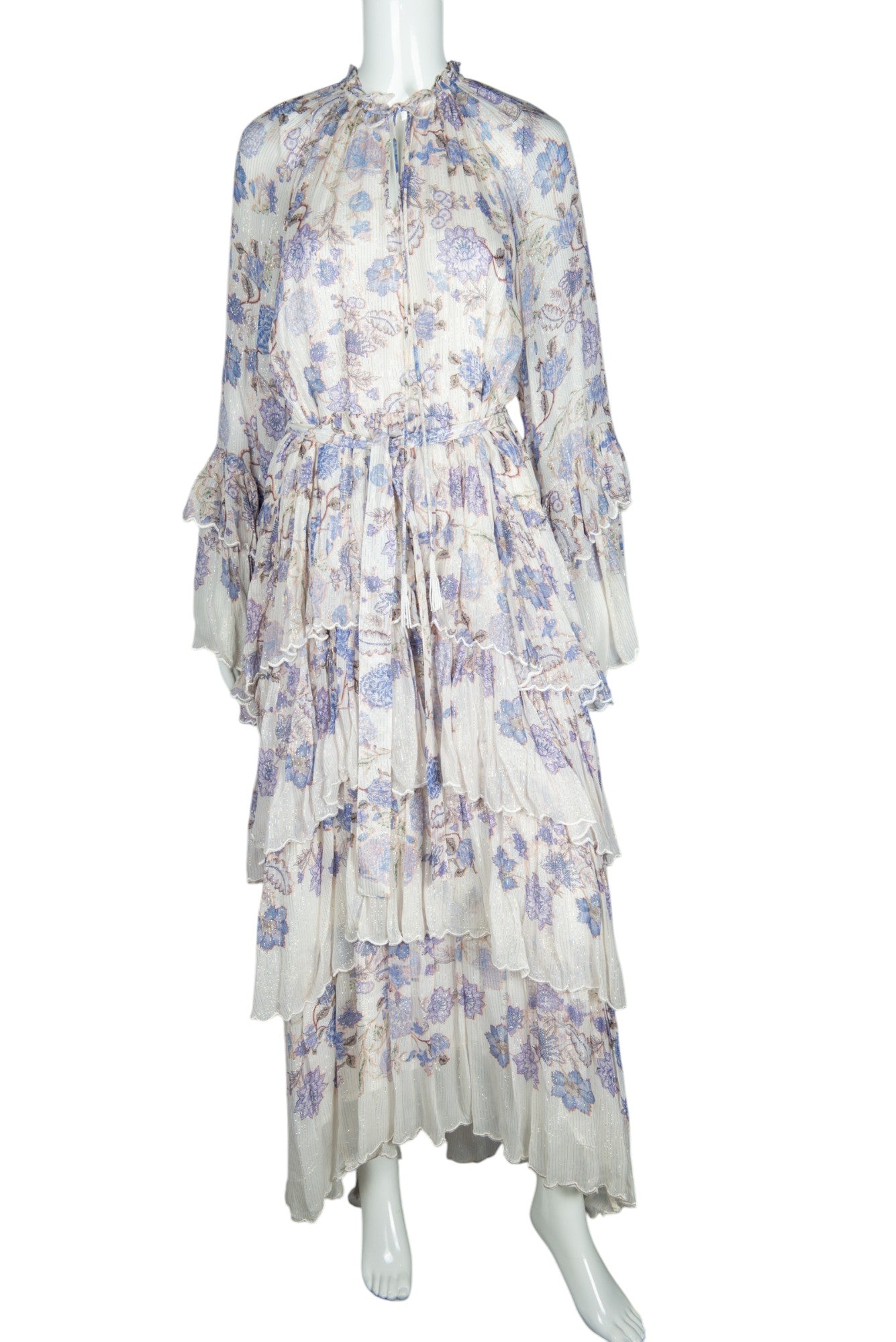 HERMANT & NANDITA Purple Chiffon Floral Maxi Dress Size S