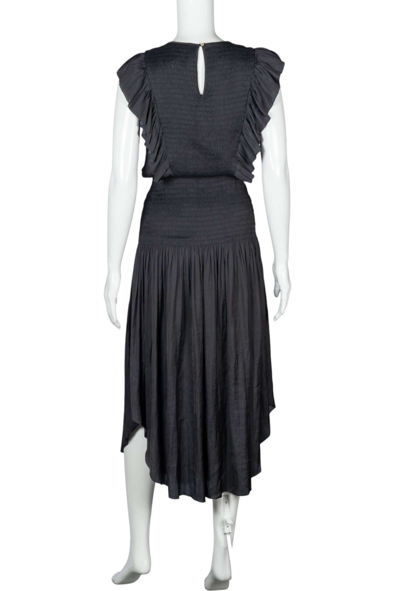 ULLA JOHNSON Black Smocked Midi Dress Size XS
