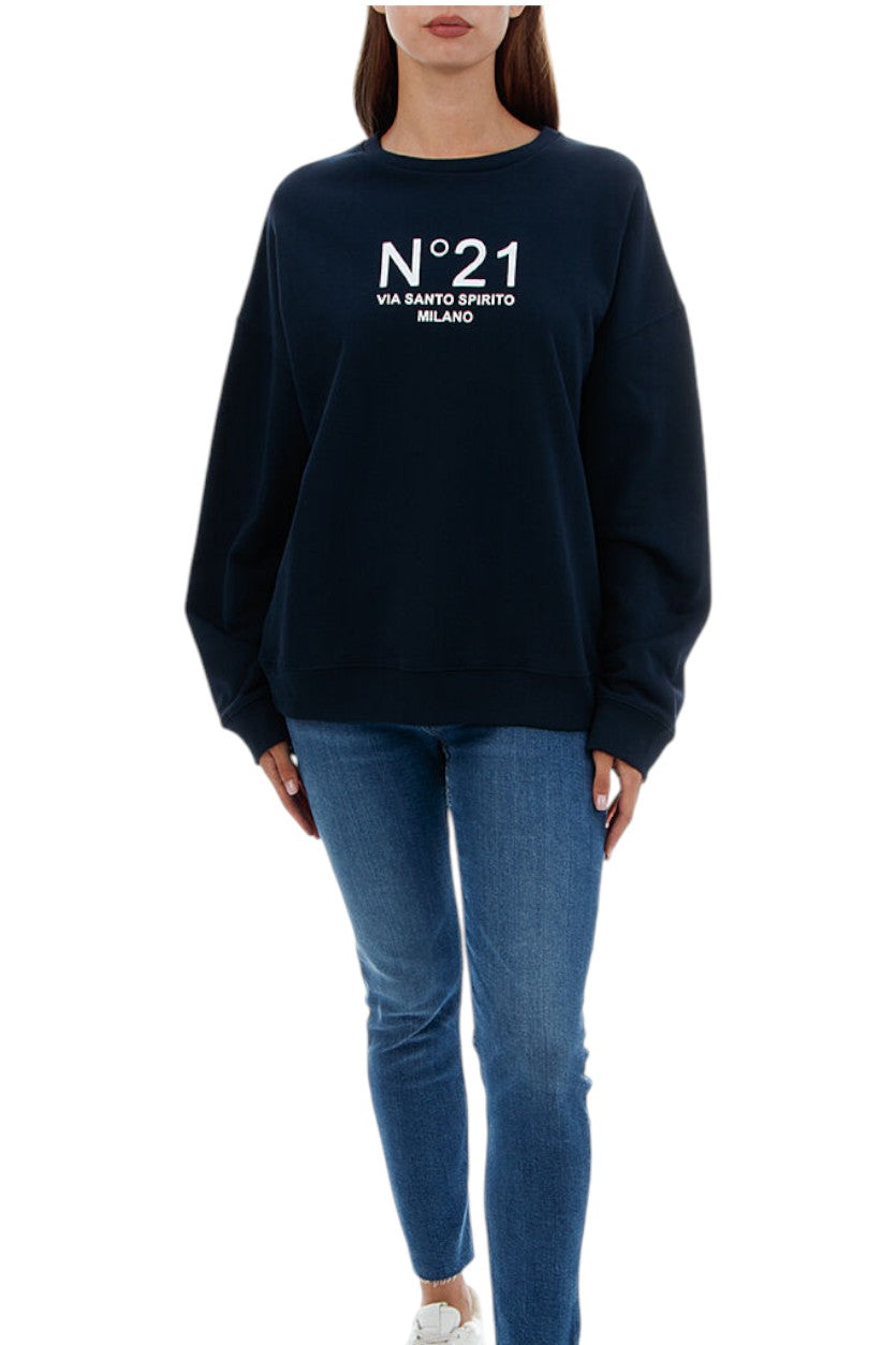 Nº21 Navy Blue Cotton Logo Sweatshirt Size XL