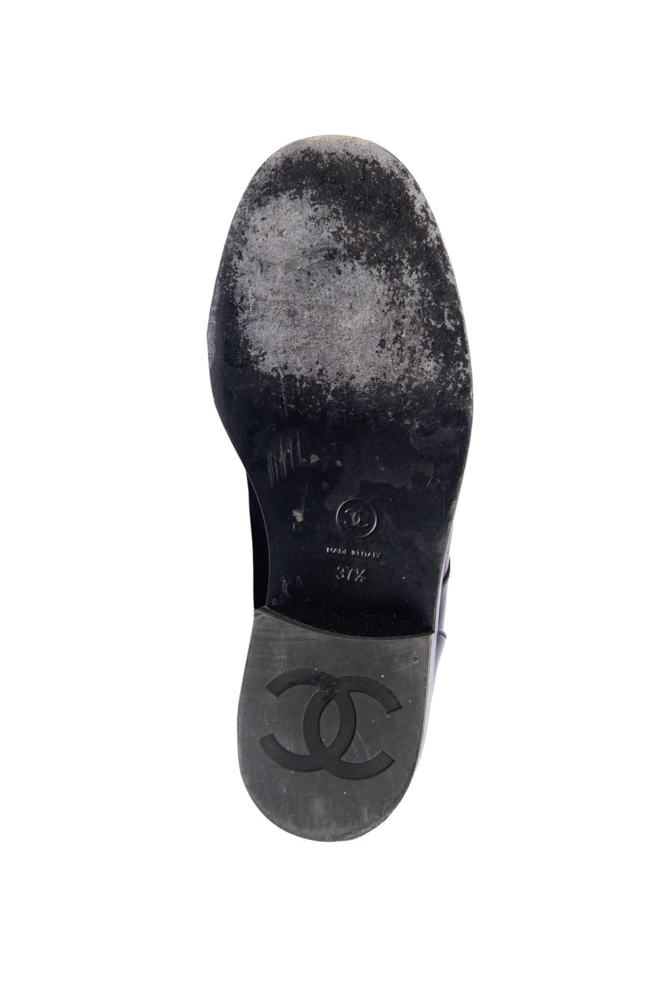 CHANEL Black Leather Boots Size 37.5