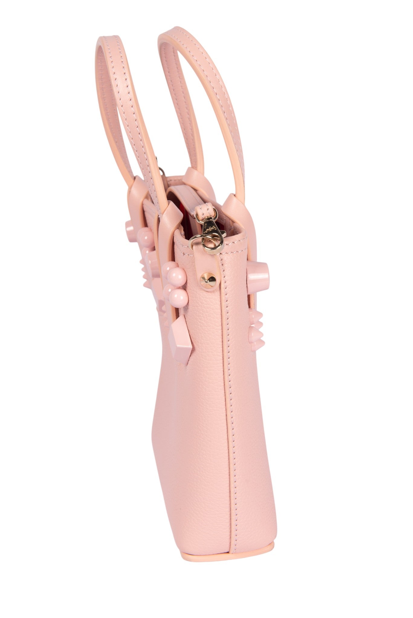 CHRISTIAN LOUBOUTIN Pink Leather Cabata Mini Tote Crossbody Bag