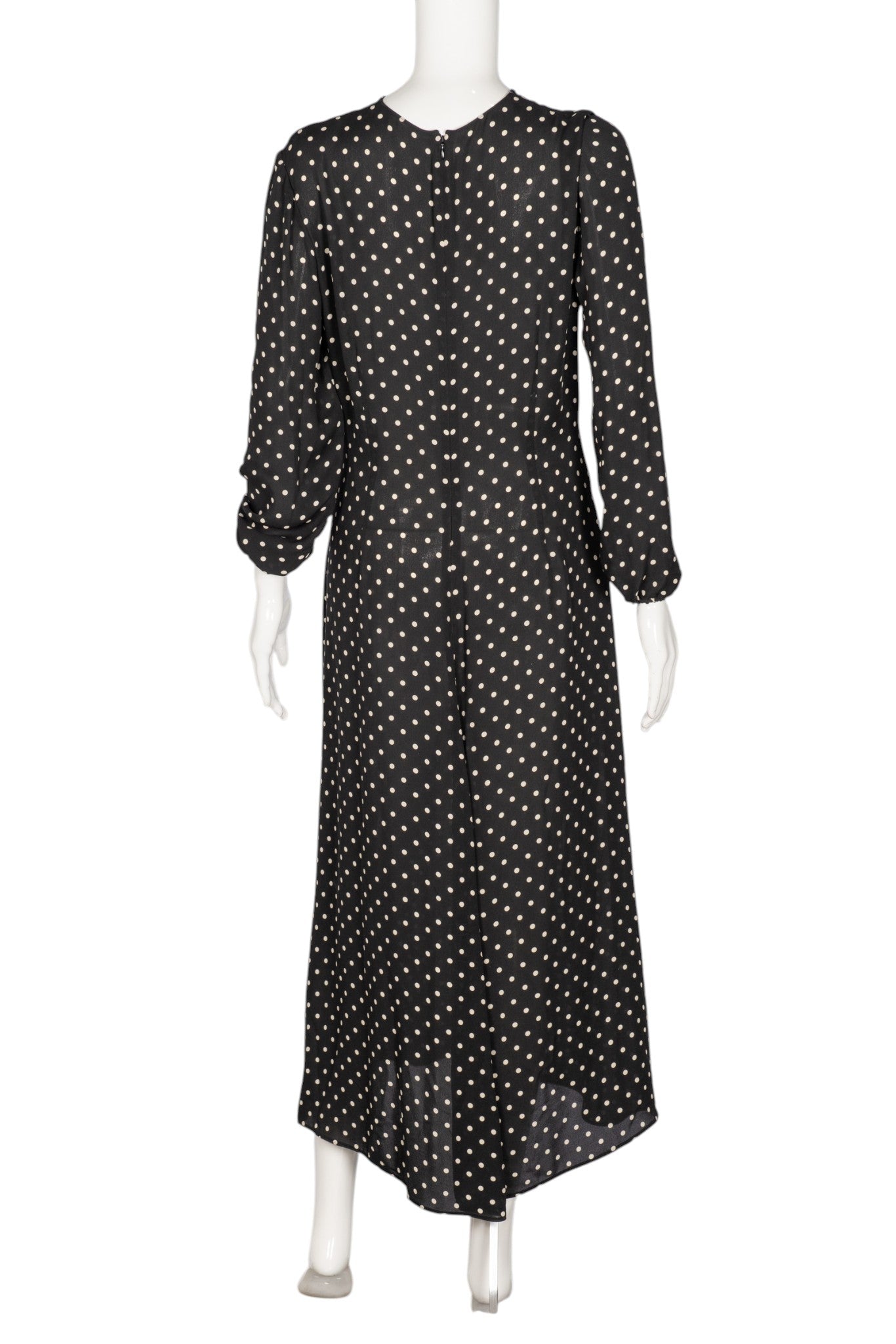 VALENTINO Polka Dot Print Twist Front Silk Midi Dress Size M