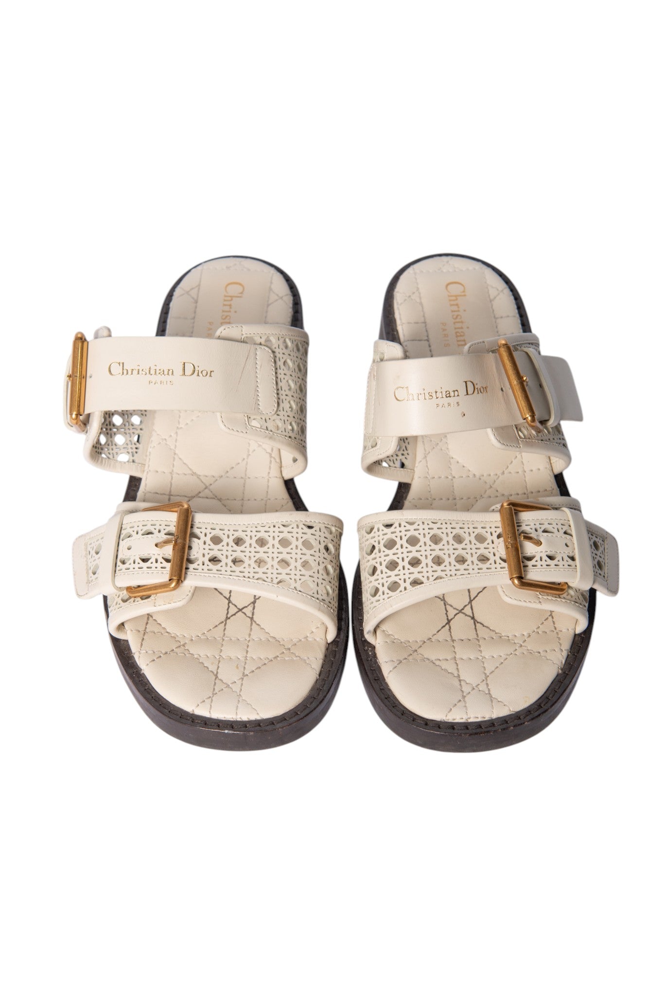 CHRISTIAN DIOR White D-Avenue Sandals Size 37